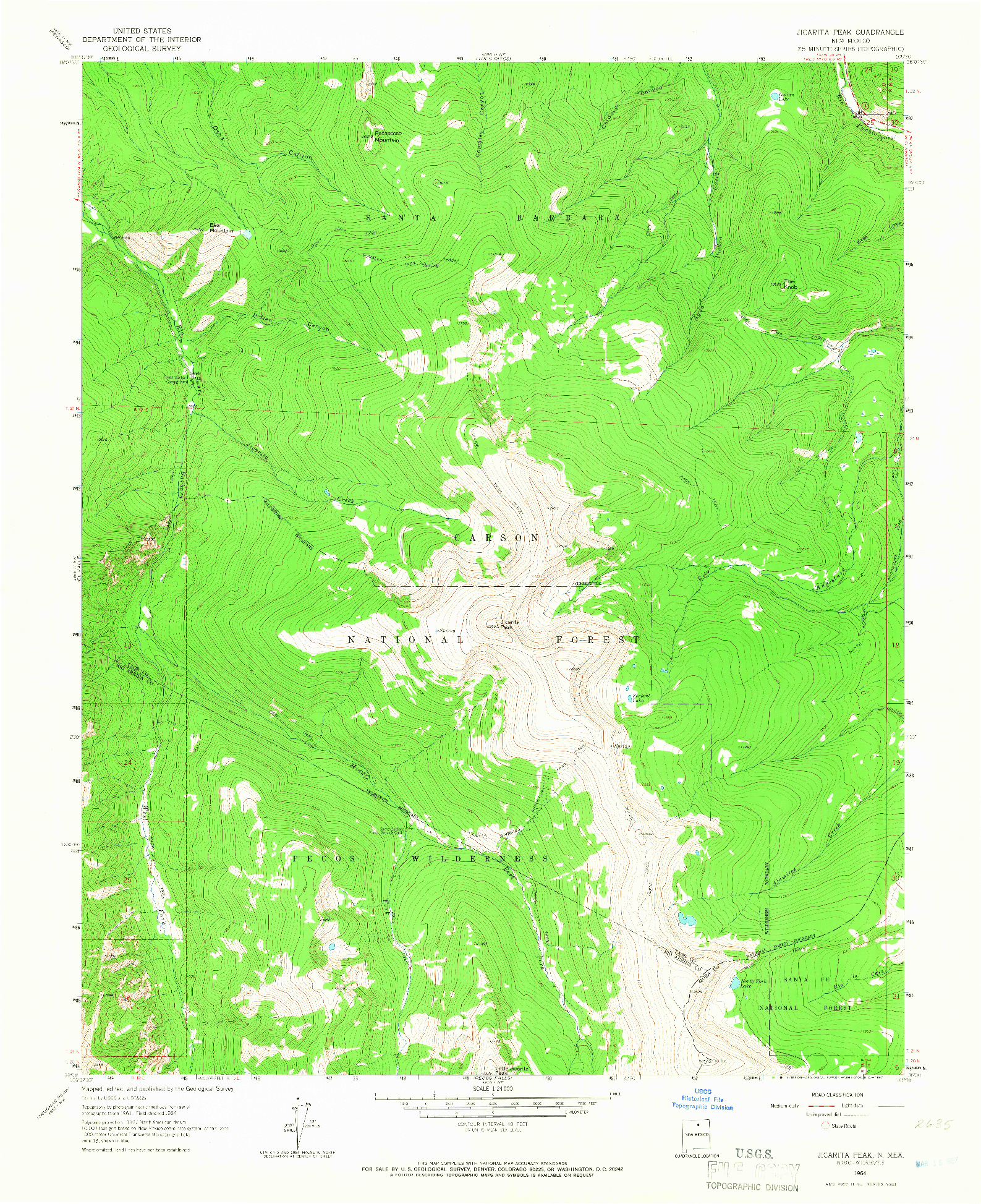 USGS 1:24000-SCALE QUADRANGLE FOR JICARITA PEAK, NM 1964