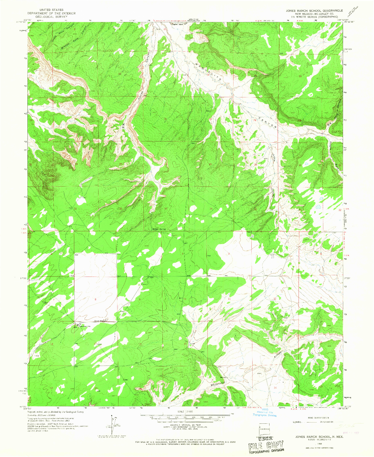 USGS 1:24000-SCALE QUADRANGLE FOR JONES RANCH SCHOOL, NM 1963