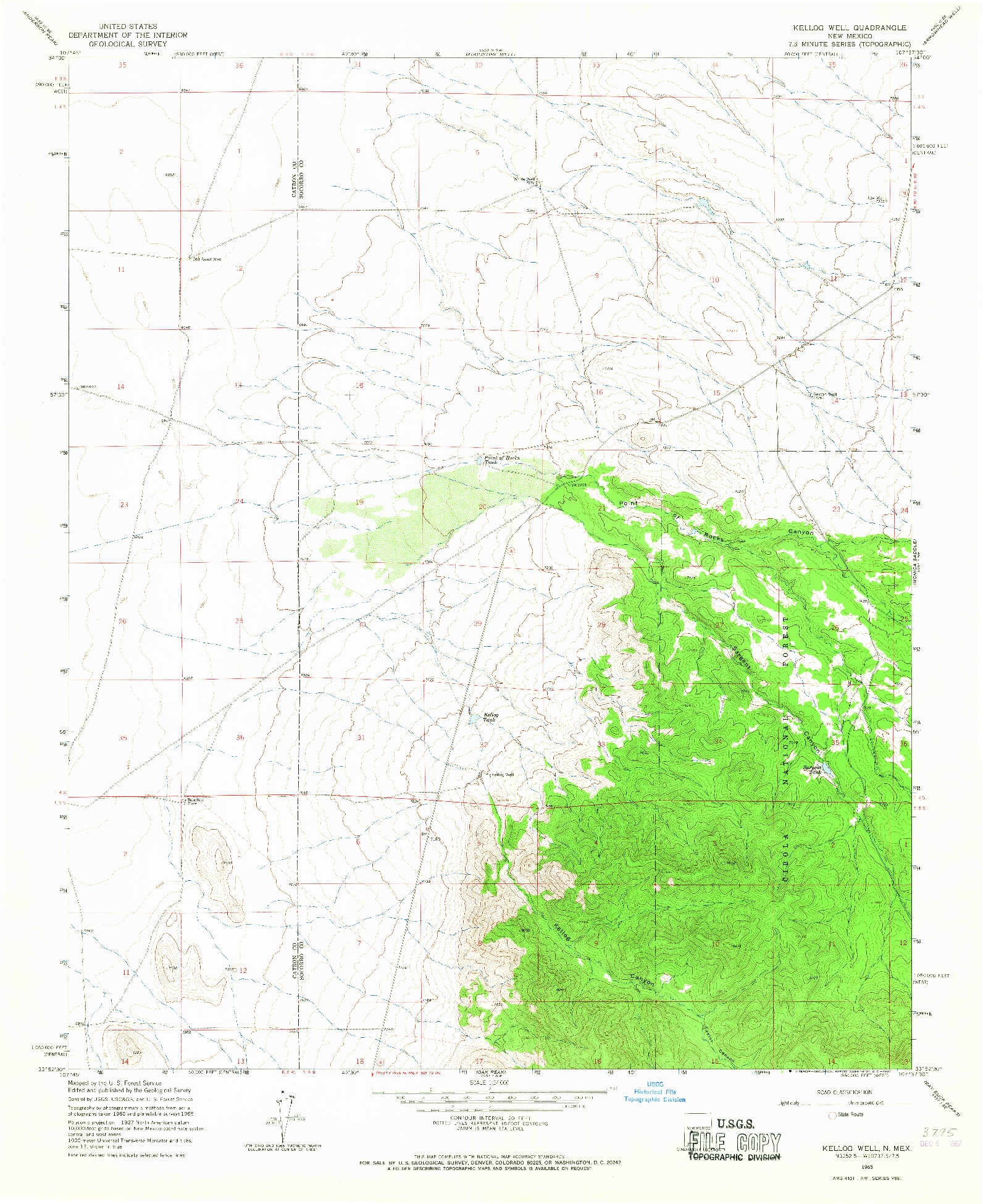USGS 1:24000-SCALE QUADRANGLE FOR KELLOG WELL, NM 1965