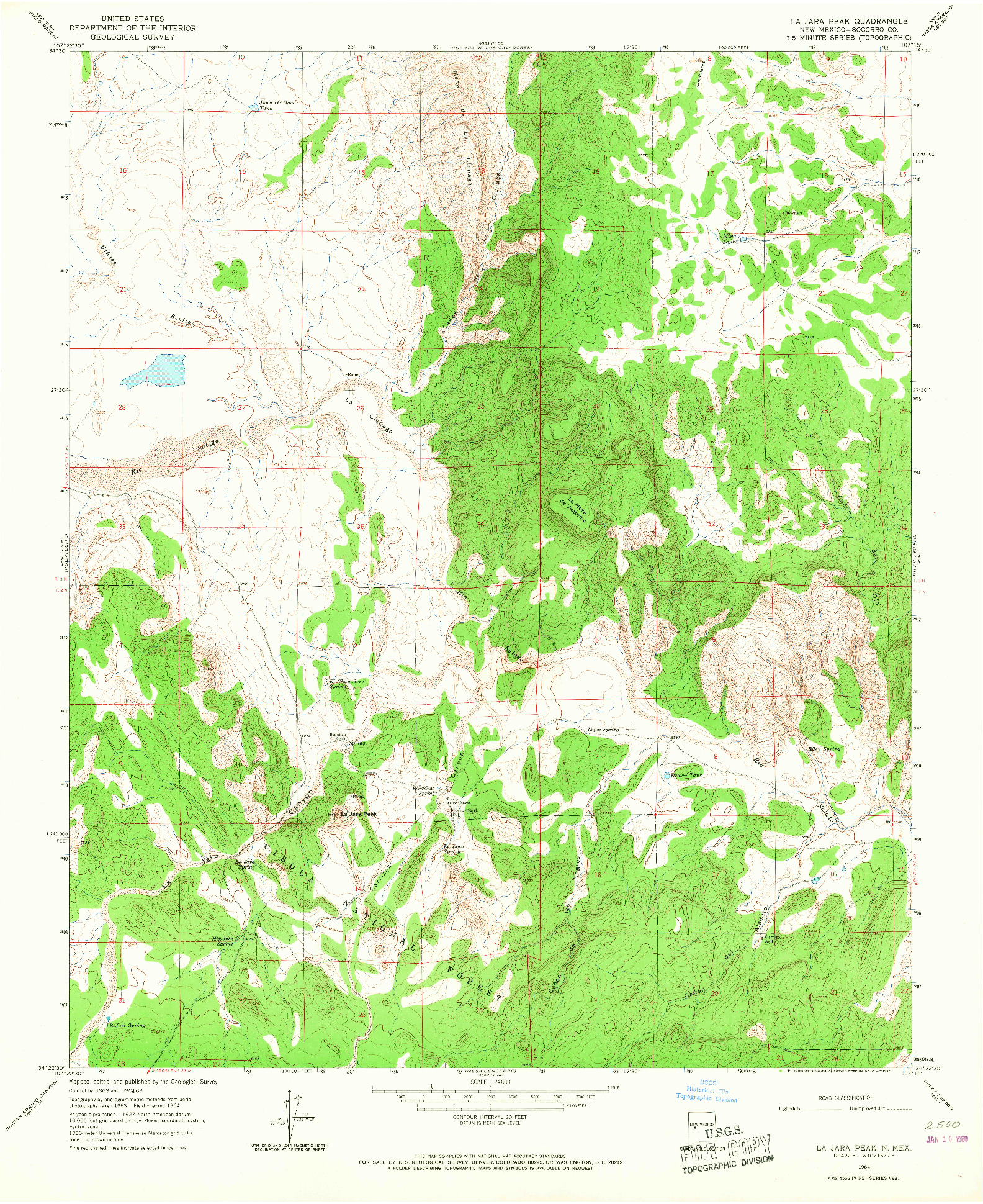 USGS 1:24000-SCALE QUADRANGLE FOR LA JARA PEAK, NM 1964