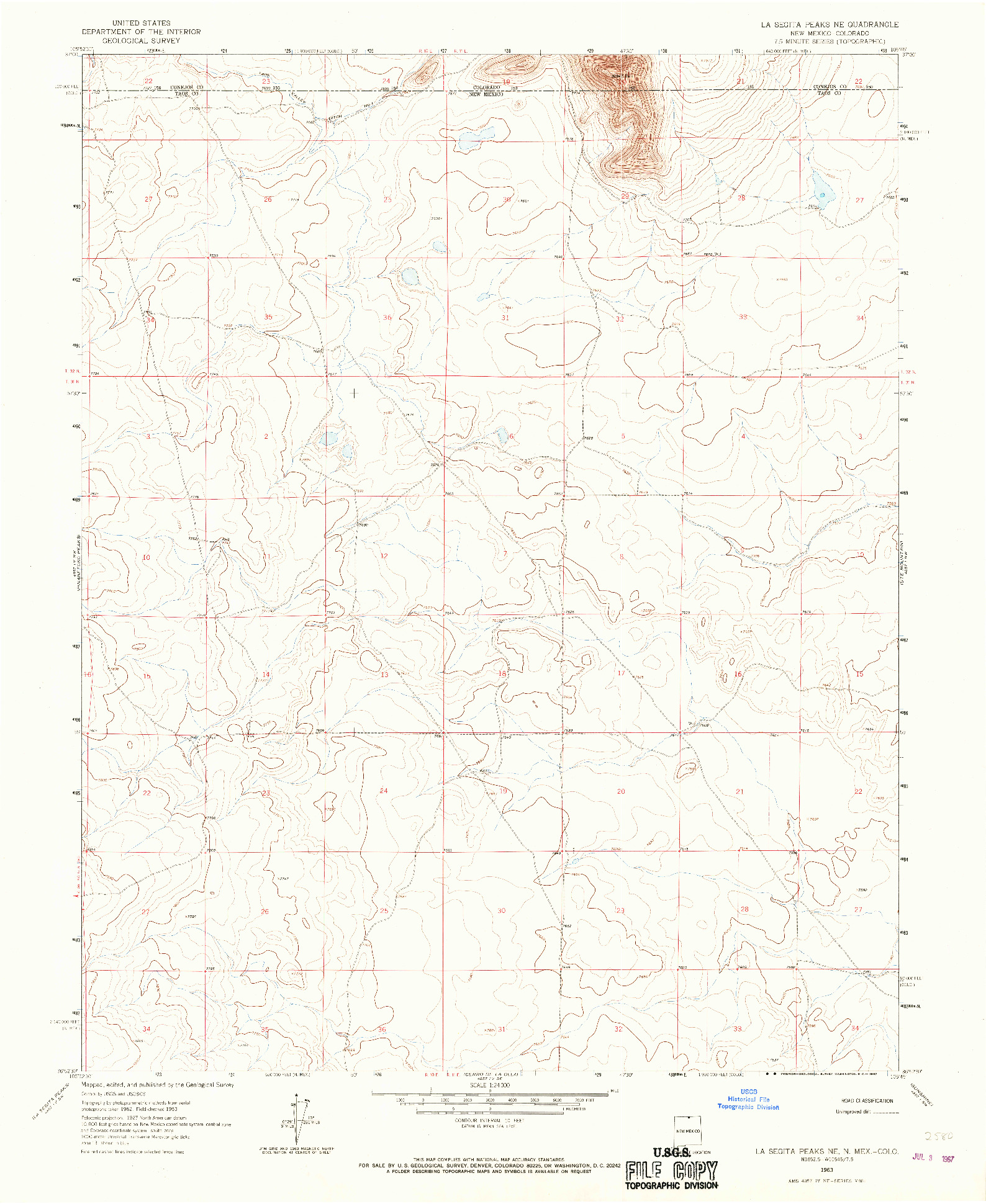 USGS 1:24000-SCALE QUADRANGLE FOR LA SEGITA PEAKS NE, NM 1963