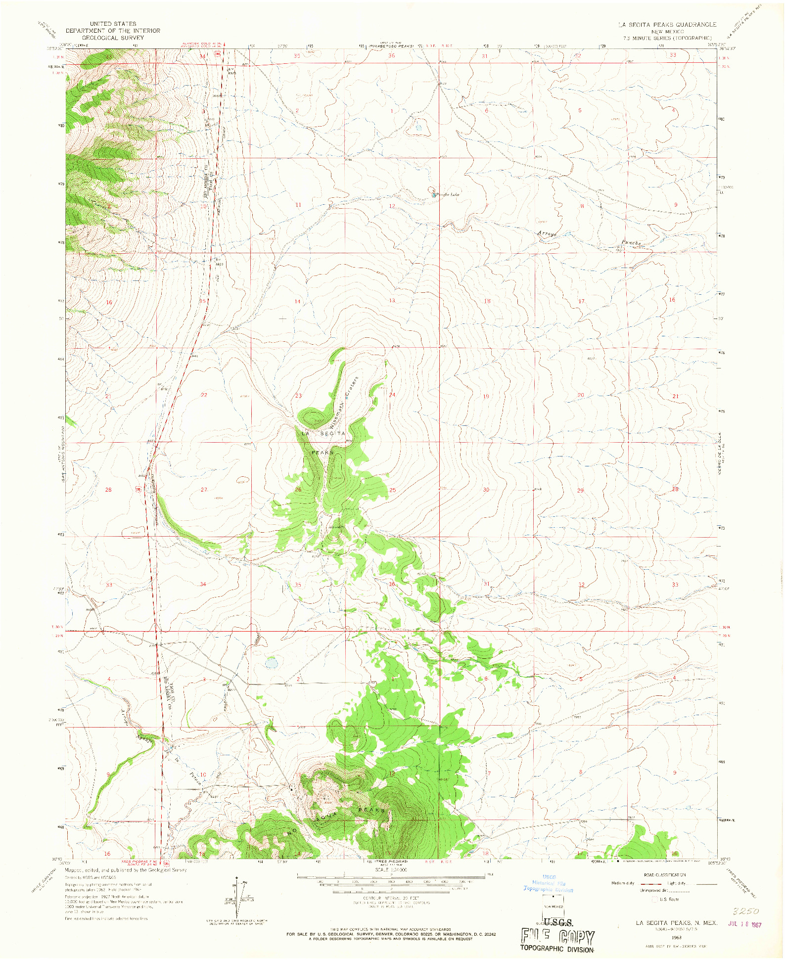 USGS 1:24000-SCALE QUADRANGLE FOR LA SEGITA PEAKS, NM 1963