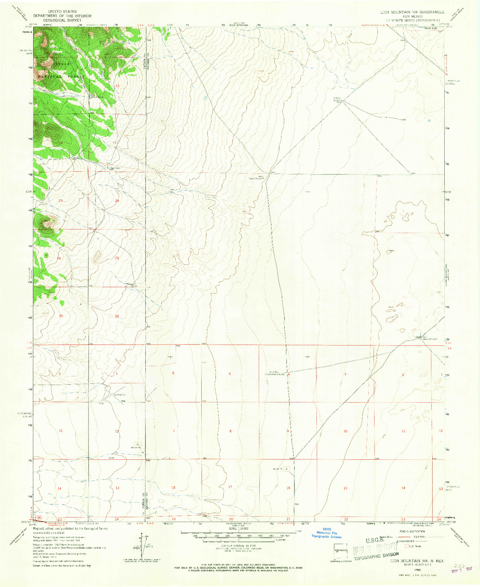 USGS 1:24000-SCALE QUADRANGLE FOR LION MOUNTAIN, NM 1964