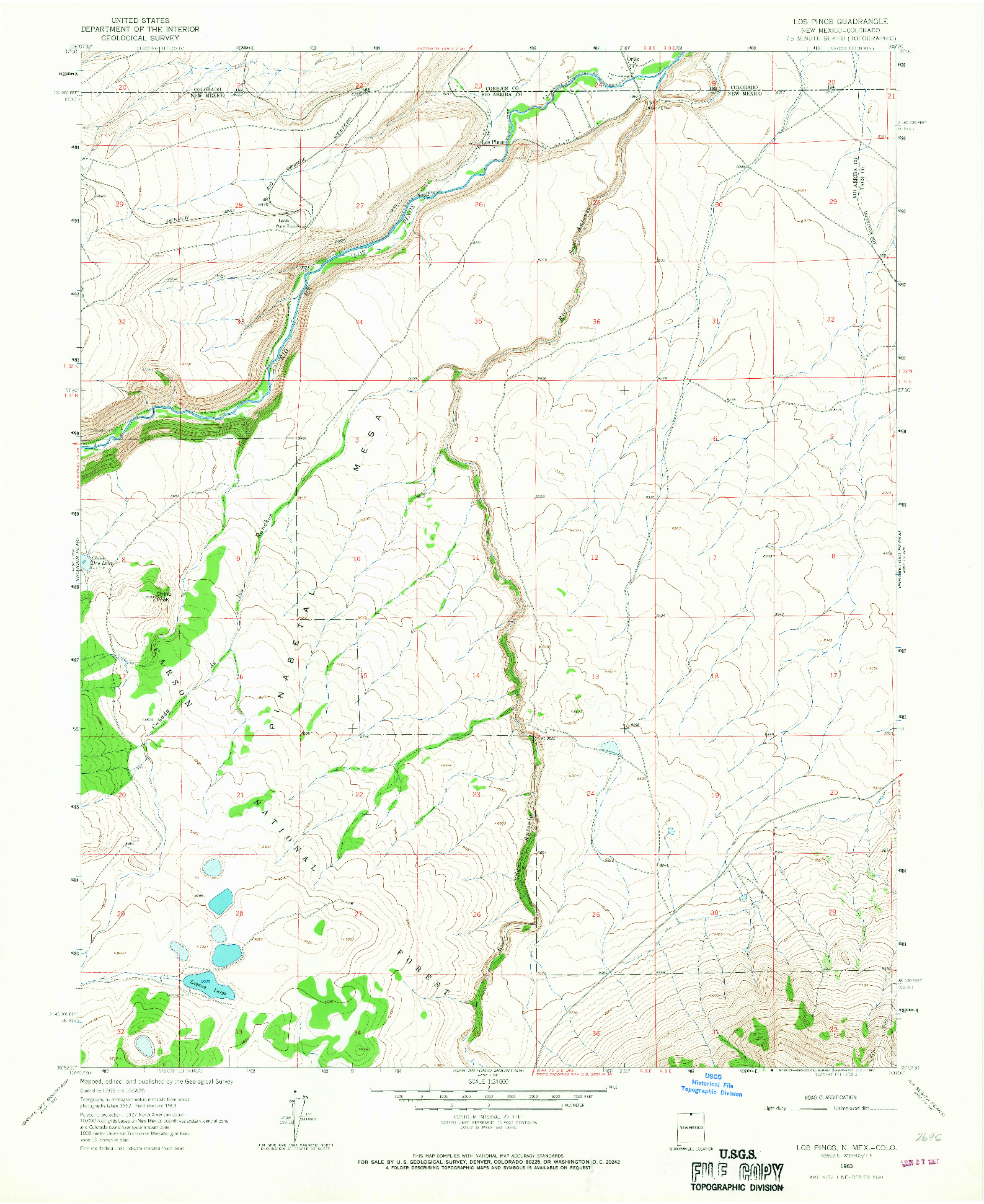 USGS 1:24000-SCALE QUADRANGLE FOR LOS PINOS, NM 1963