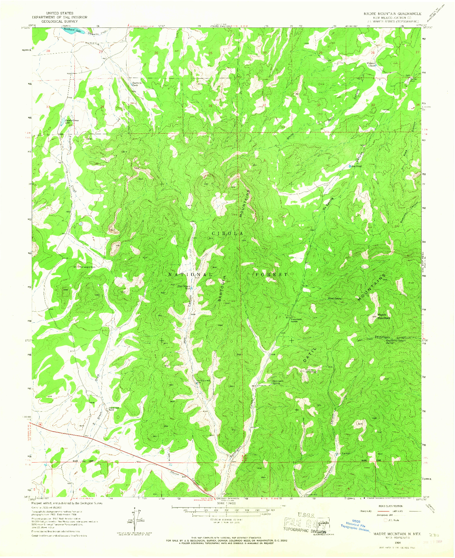 USGS 1:24000-SCALE QUADRANGLE FOR MADRE MOUNTAIN, NM 1964