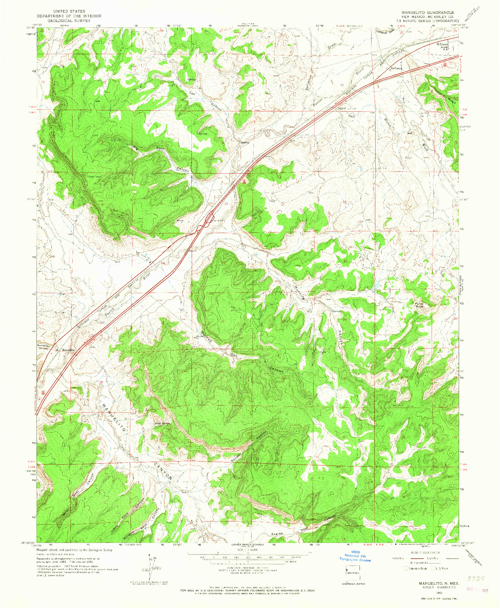 USGS 1:24000-SCALE QUADRANGLE FOR MANUELITO, NM 1963
