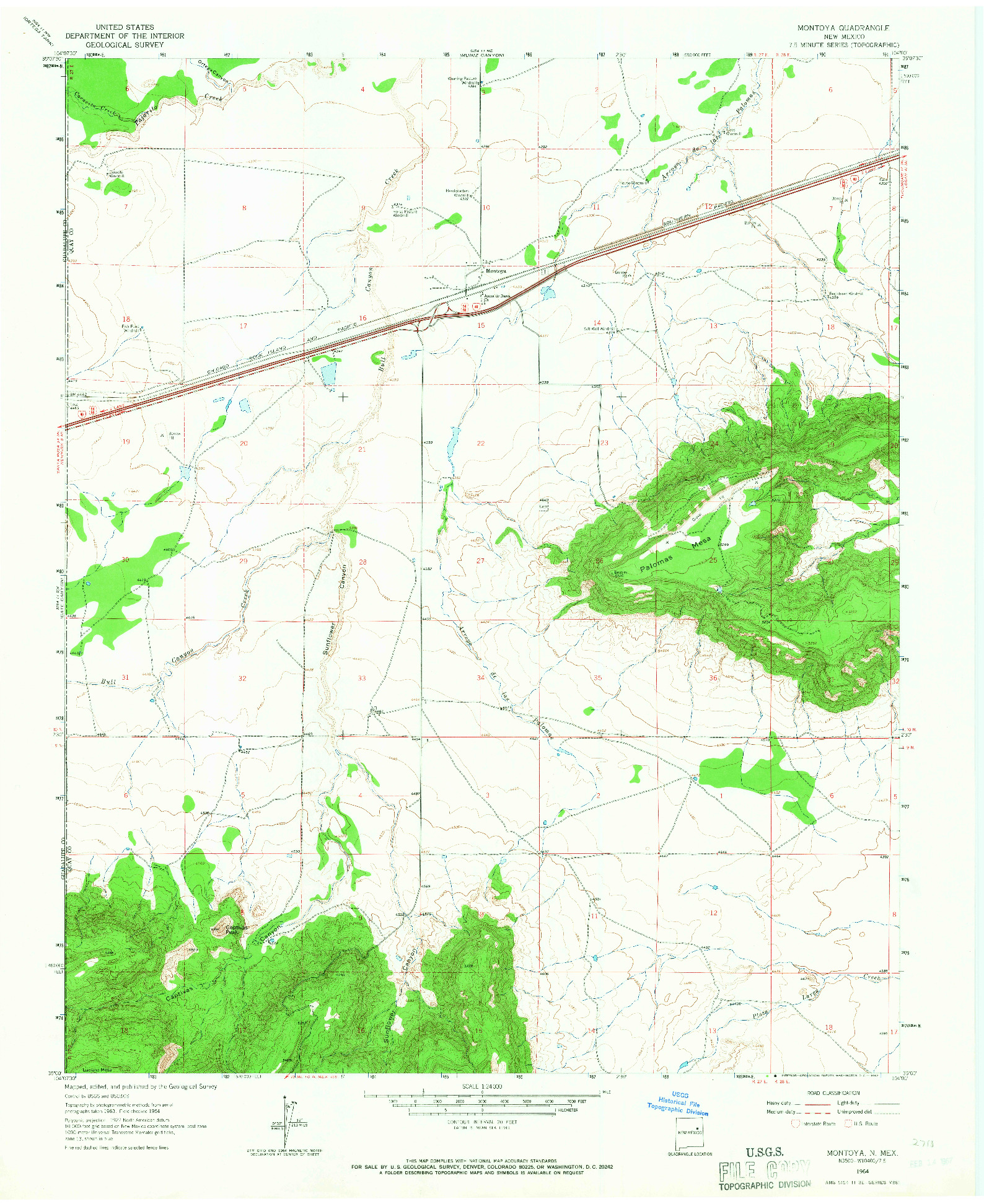 USGS 1:24000-SCALE QUADRANGLE FOR MONTOYA, NM 1964