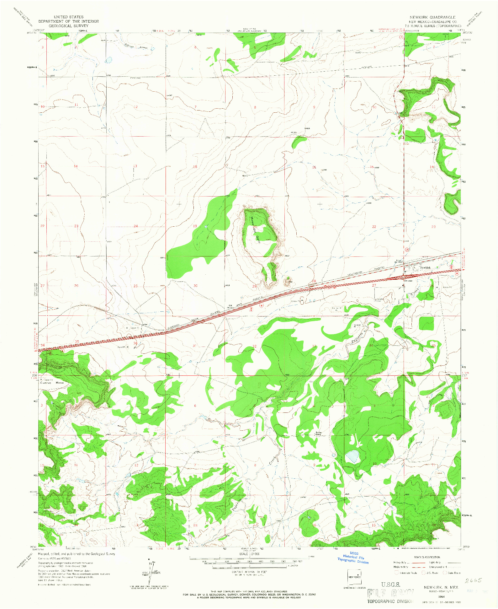 USGS 1:24000-SCALE QUADRANGLE FOR NEWKIRK, NM 1964