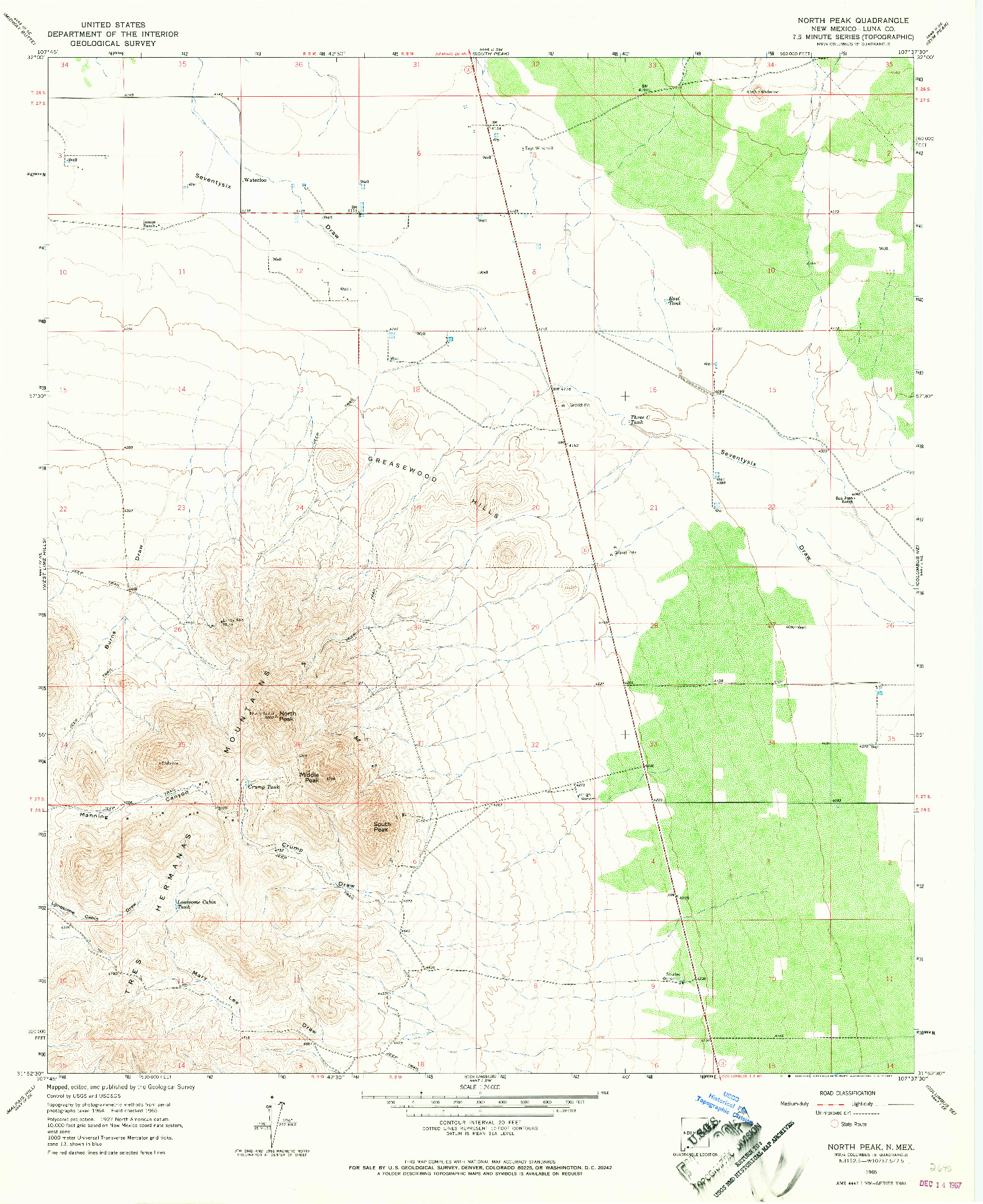 USGS 1:24000-SCALE QUADRANGLE FOR NORTH PEAK, NM 1965