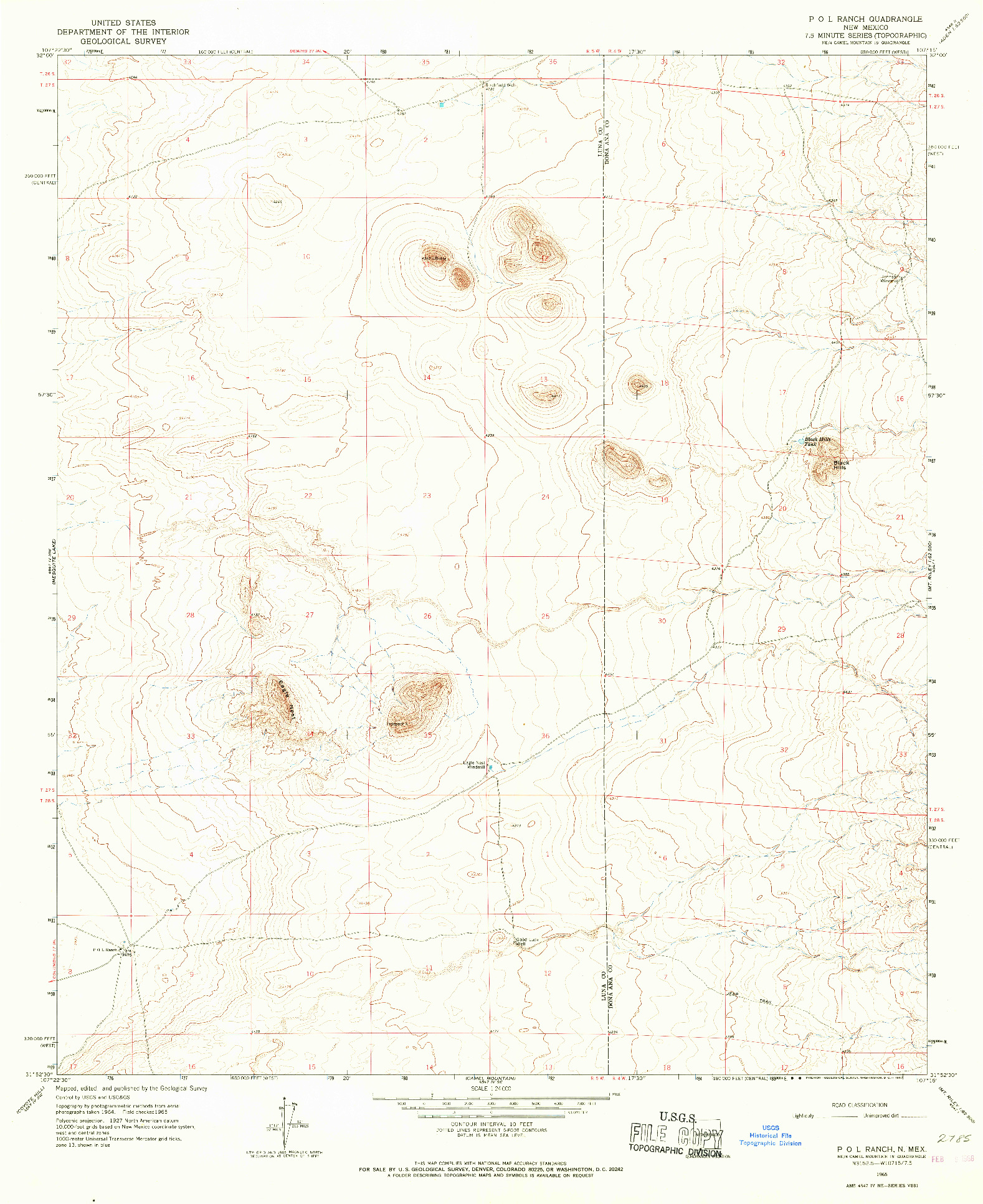 USGS 1:24000-SCALE QUADRANGLE FOR P O L RANCH, NM 1965