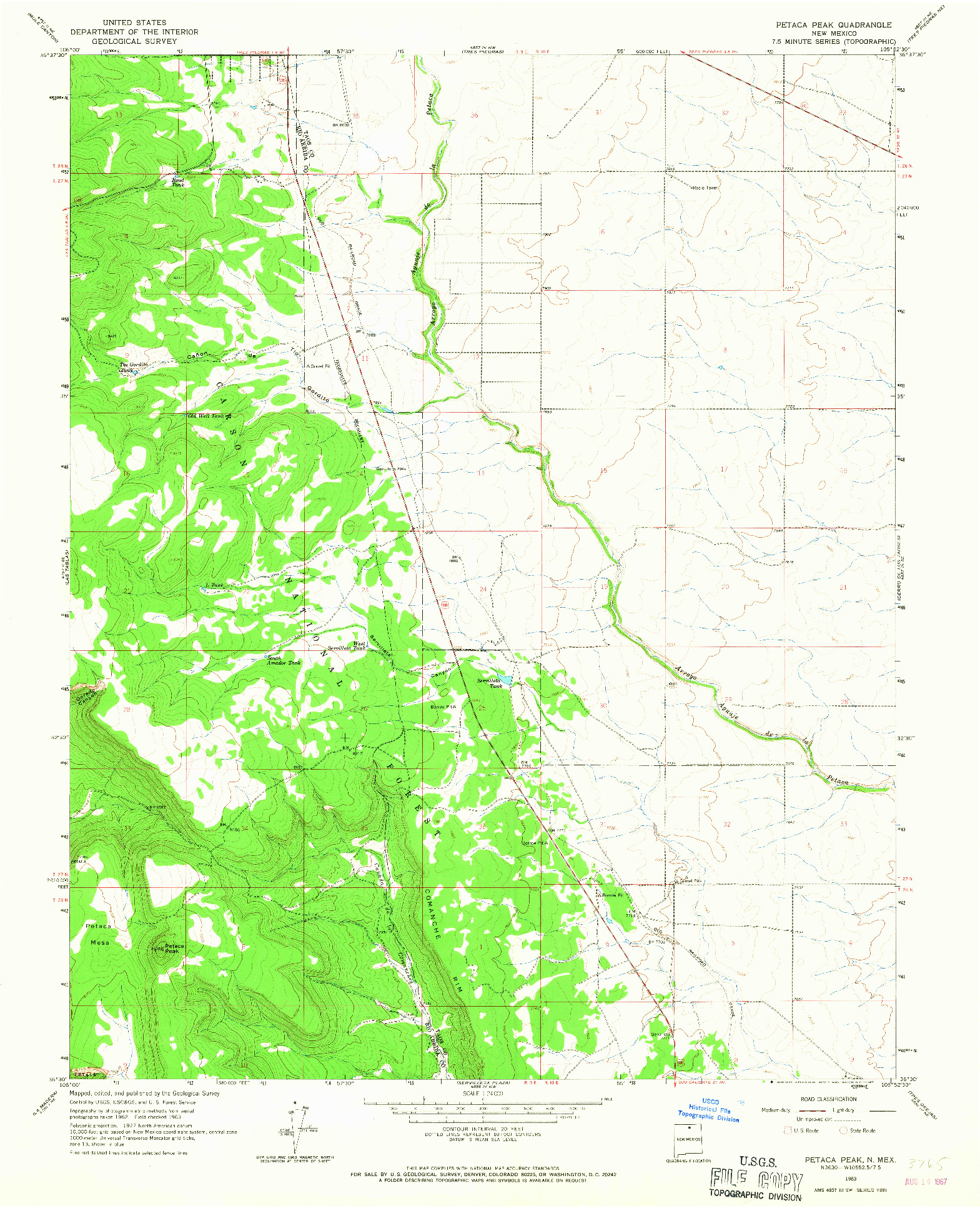 USGS 1:24000-SCALE QUADRANGLE FOR PETACA PEAK, NM 1963