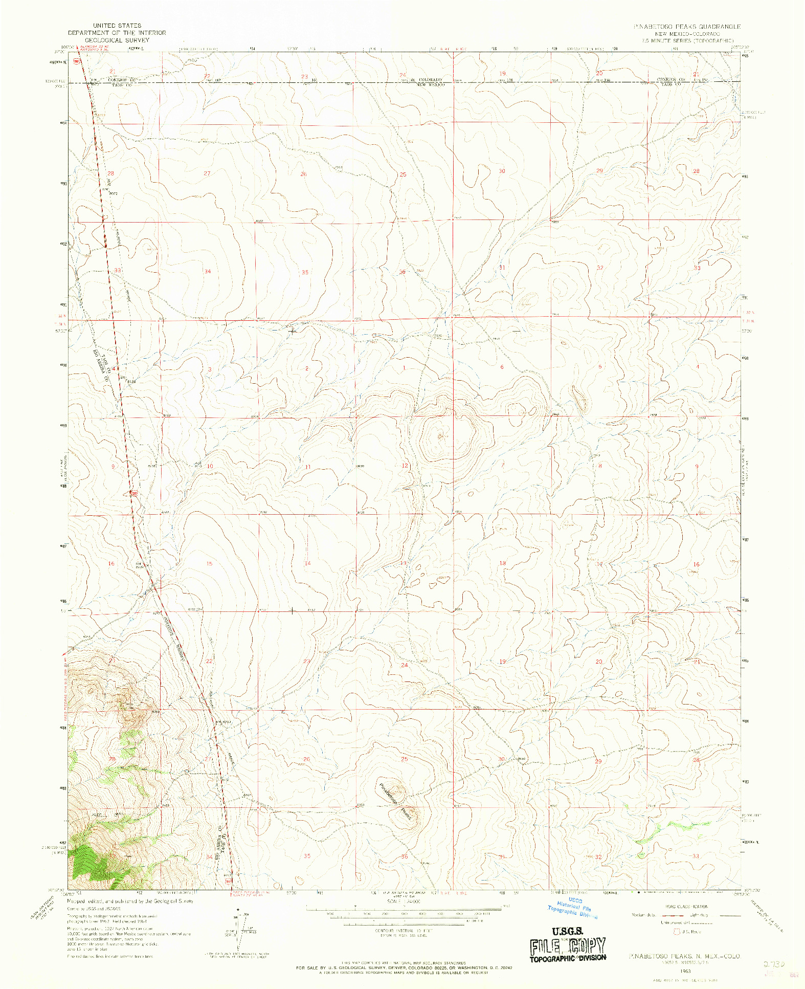 USGS 1:24000-SCALE QUADRANGLE FOR PINABETOSO PEAKS, NM 1963