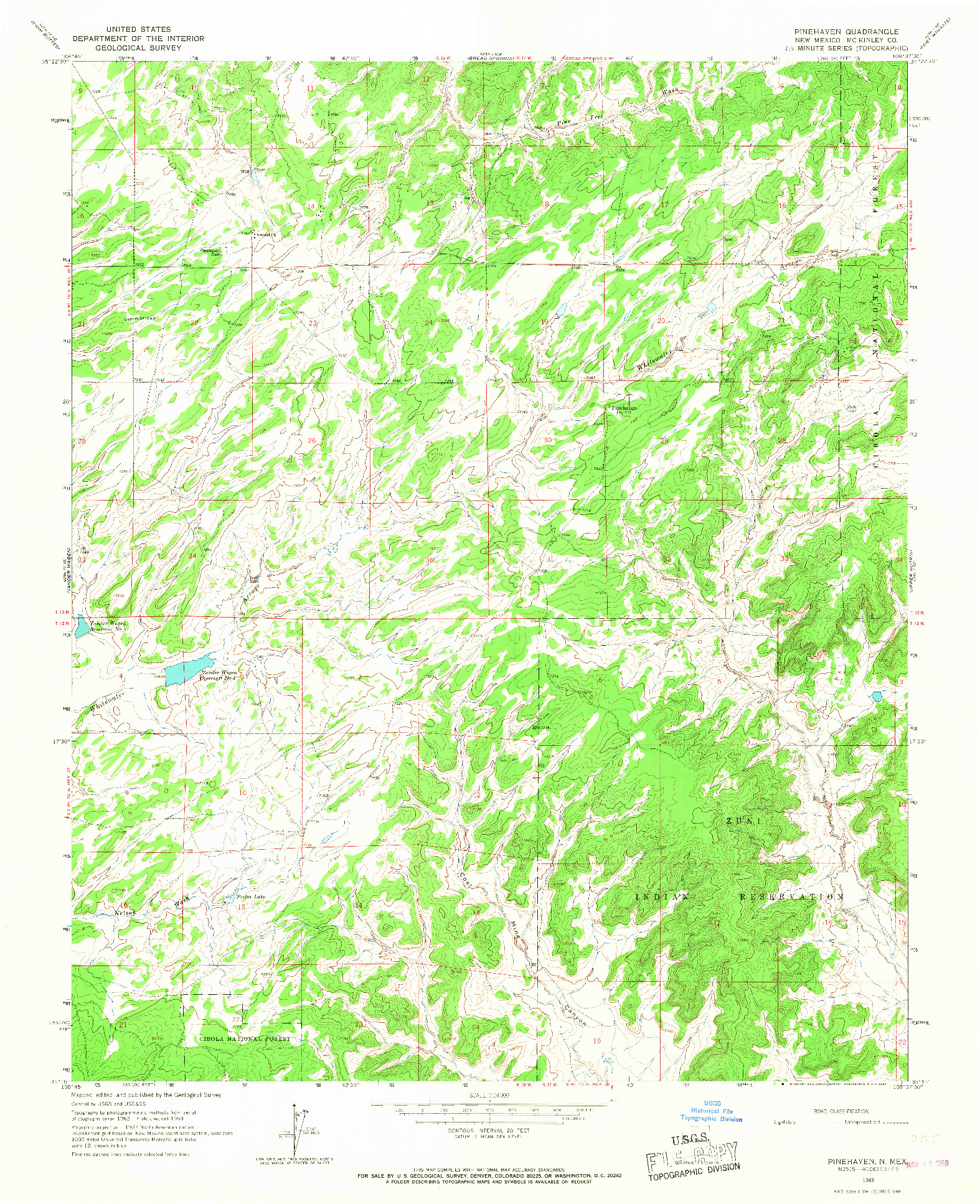 USGS 1:24000-SCALE QUADRANGLE FOR PINEHAVEN, NM 1963