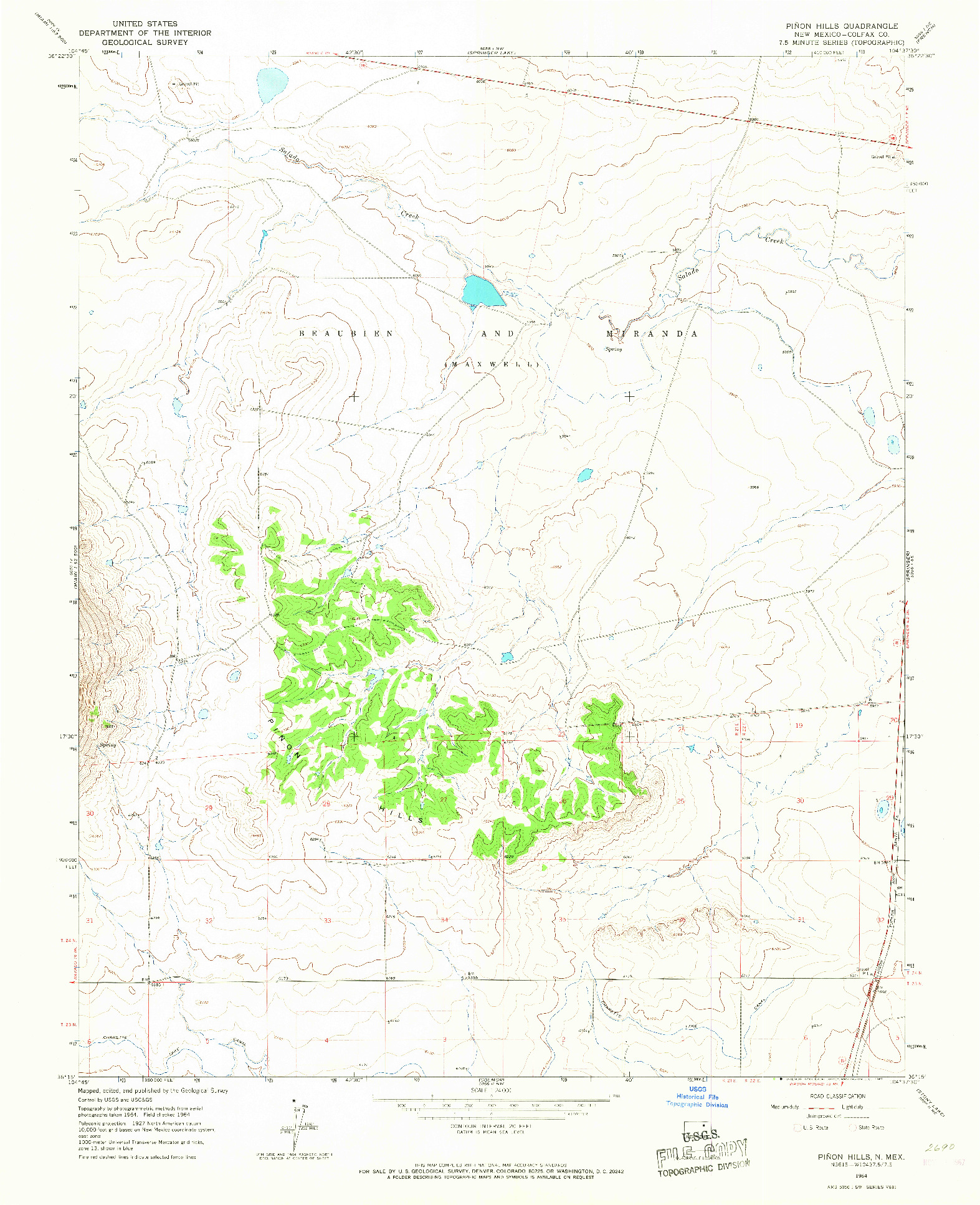 USGS 1:24000-SCALE QUADRANGLE FOR PINON HILLS, NM 1964