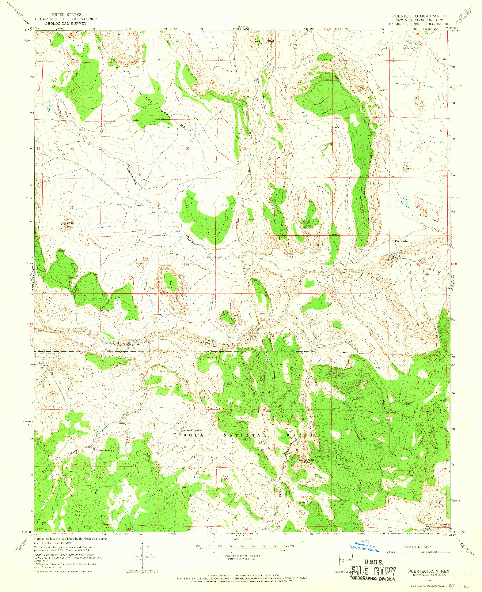 USGS 1:24000-SCALE QUADRANGLE FOR PUERTECITO, NM 1964