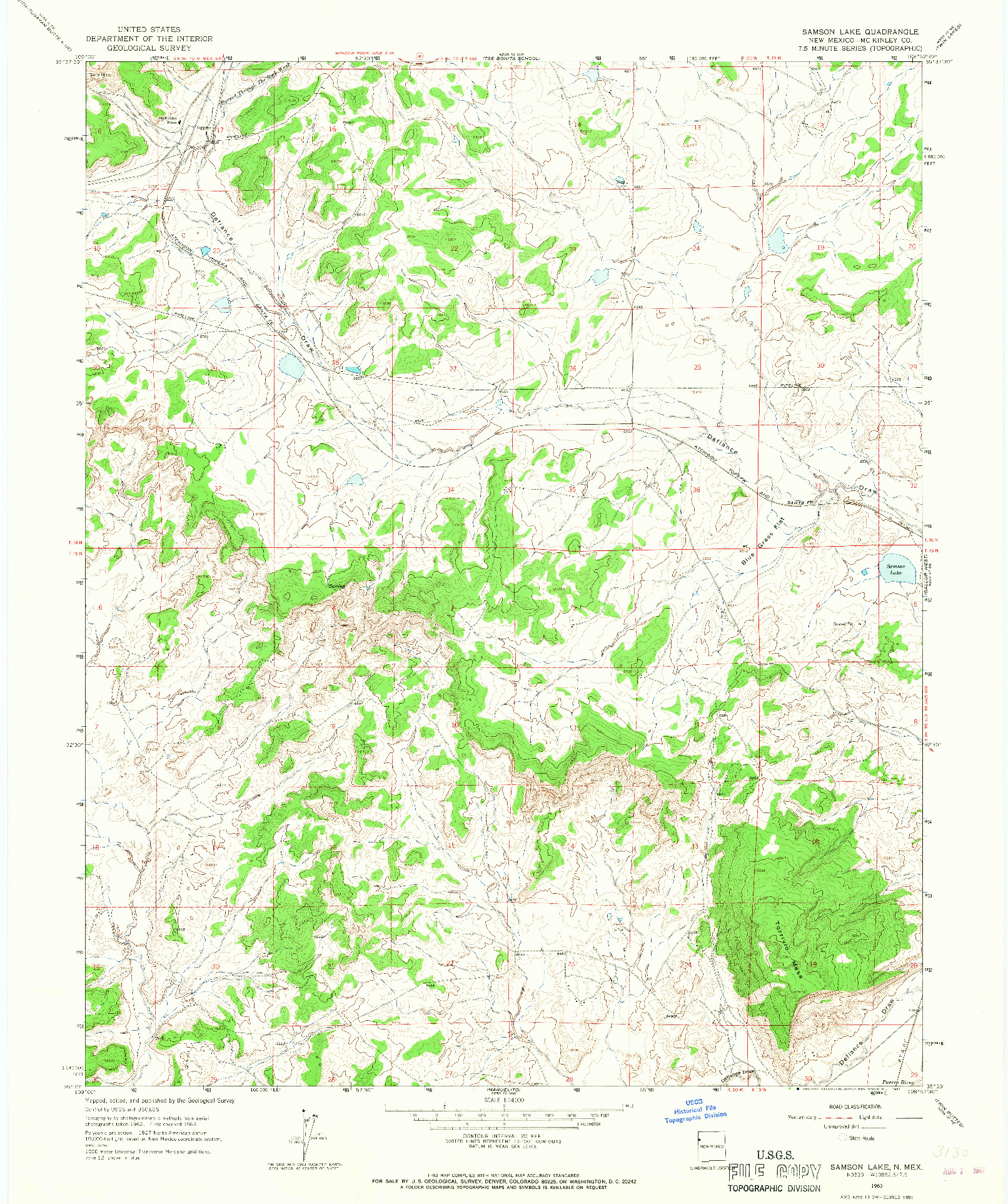 USGS 1:24000-SCALE QUADRANGLE FOR SAMSON LAKE, NM 1963