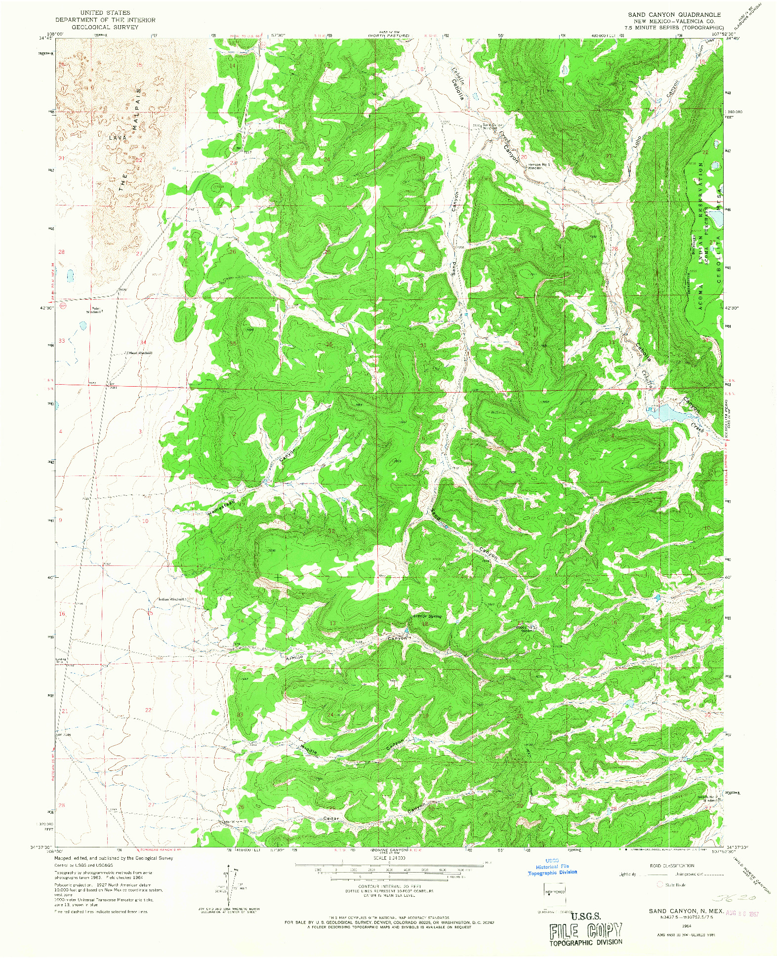 USGS 1:24000-SCALE QUADRANGLE FOR SAND CANYON, NM 1964