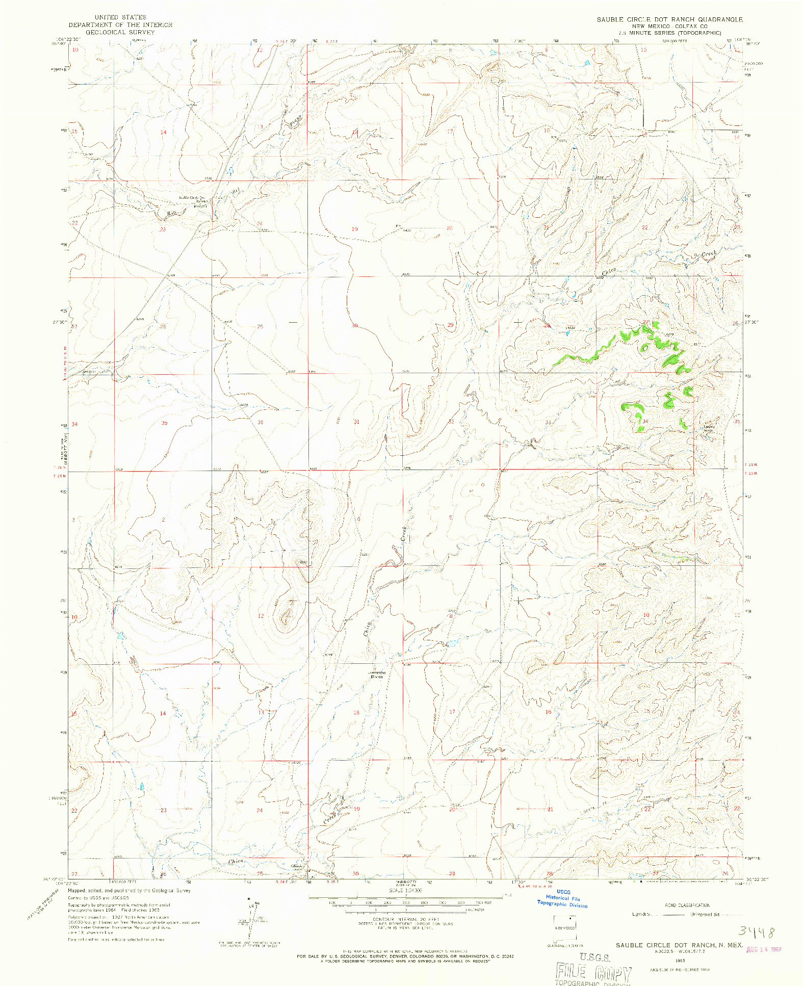 USGS 1:24000-SCALE QUADRANGLE FOR SAUBLE CIRCLE DOT RANCH, NM 1965