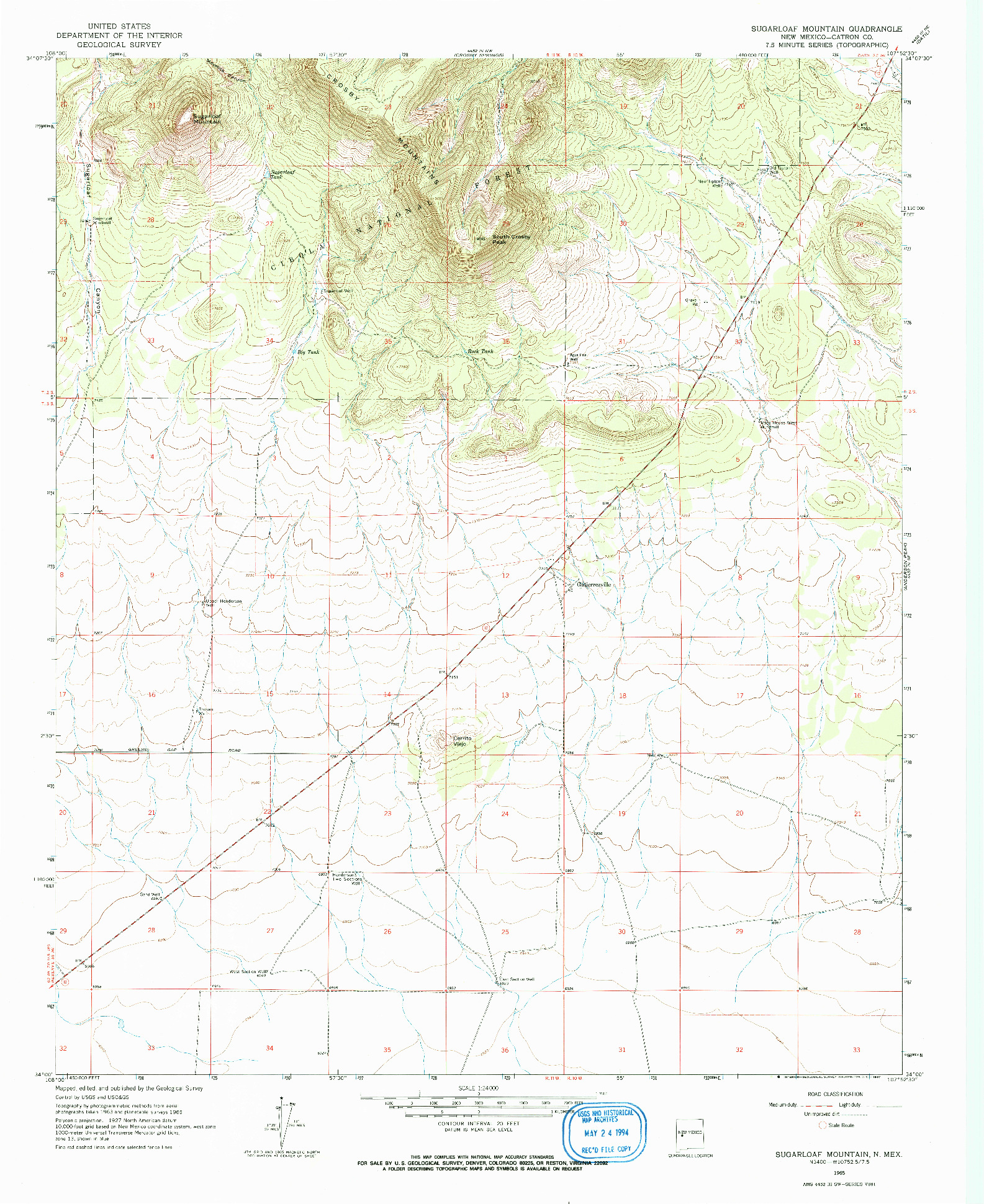 USGS 1:24000-SCALE QUADRANGLE FOR SUGARLOAF MOUNTAIN, NM 1965
