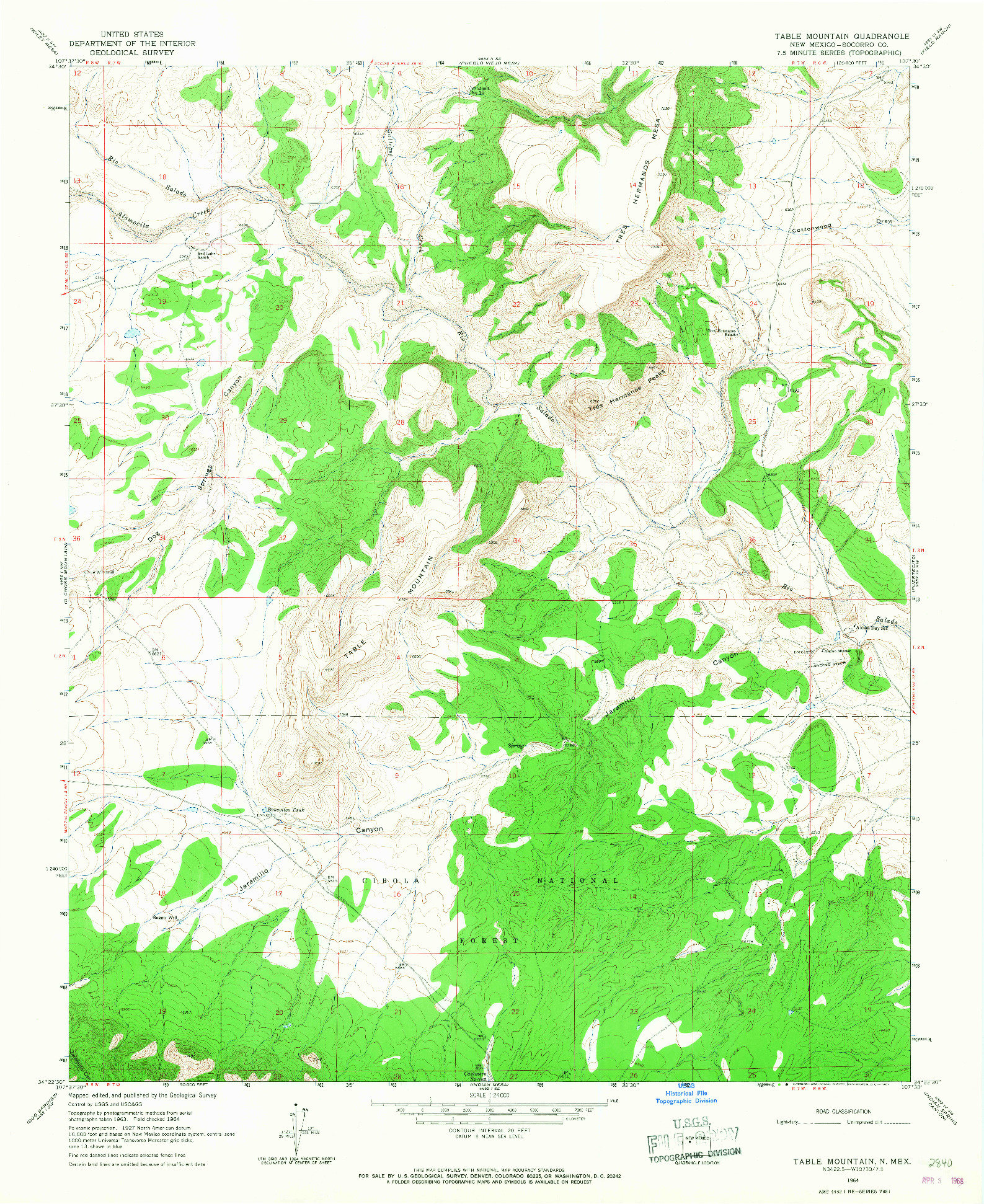 USGS 1:24000-SCALE QUADRANGLE FOR TABLE MOUNTAIN, NM 1964