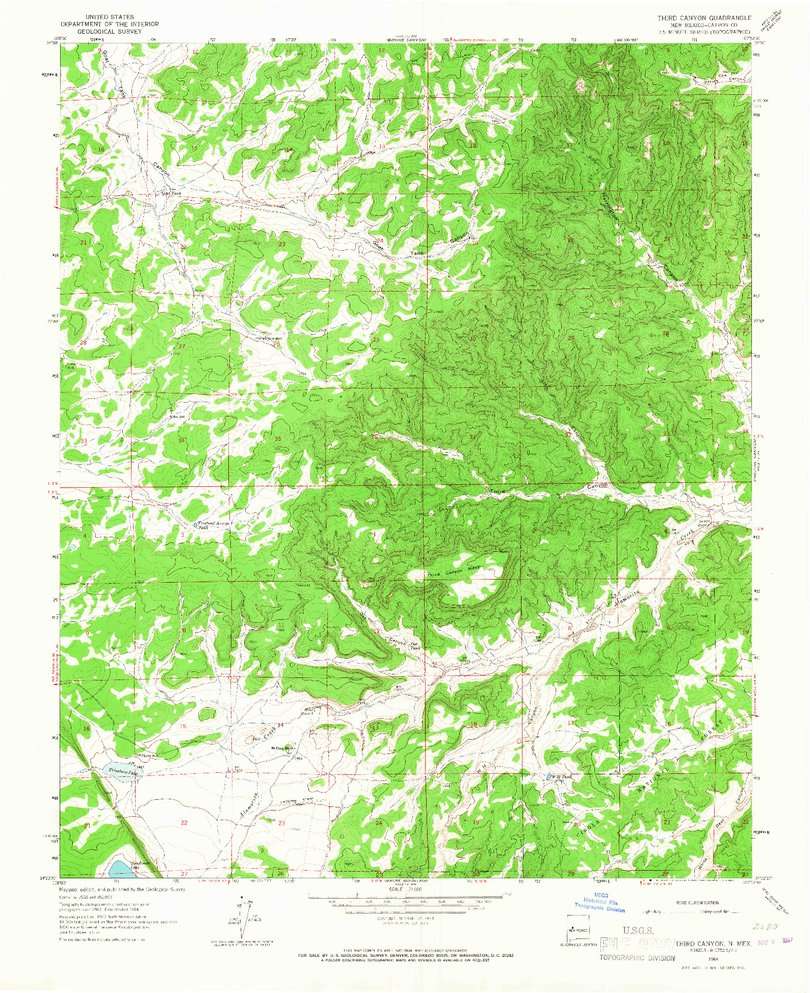 USGS 1:24000-SCALE QUADRANGLE FOR THIRD CANYON, NM 1964
