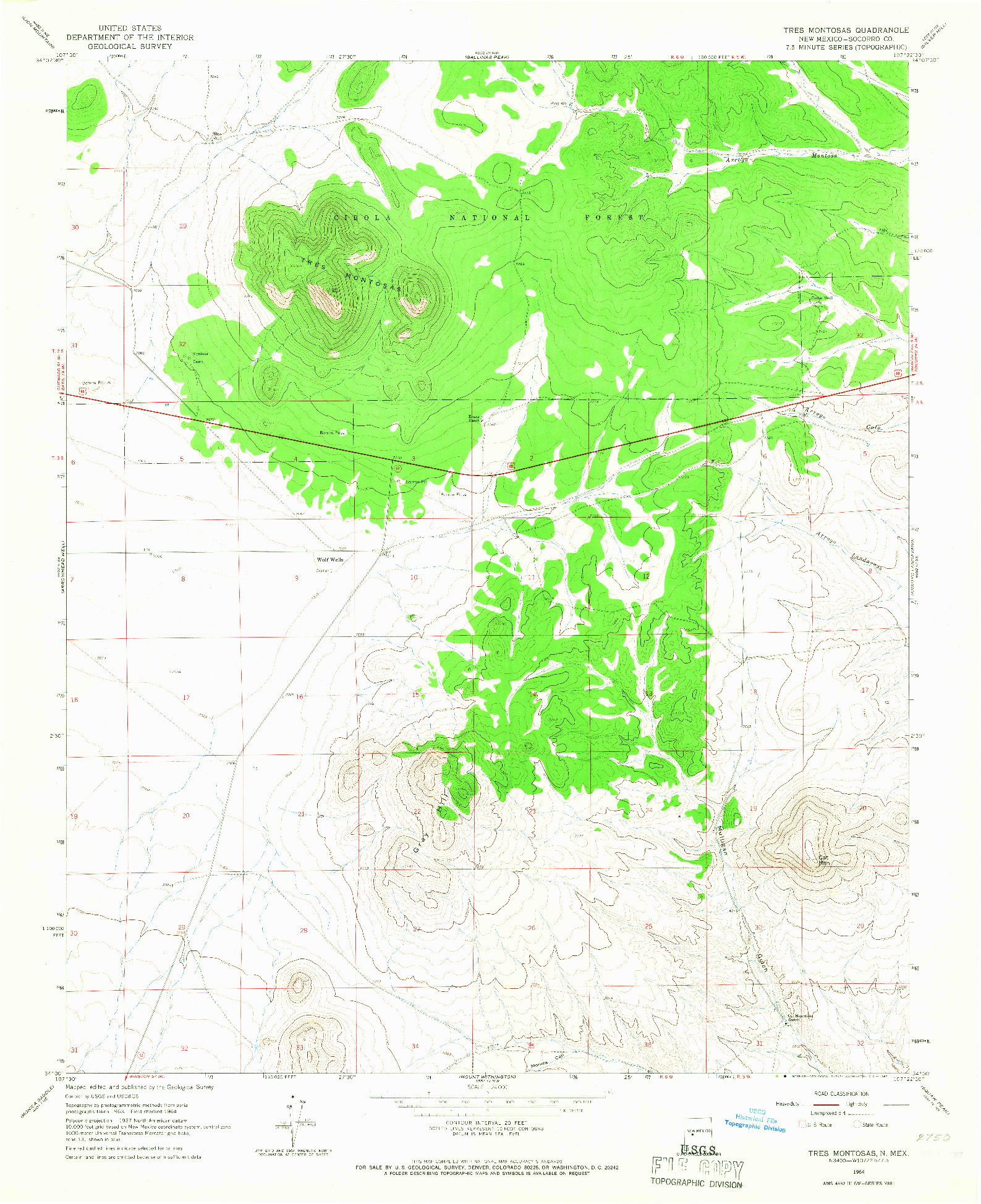 USGS 1:24000-SCALE QUADRANGLE FOR TRES MONTOSAS, NM 1964