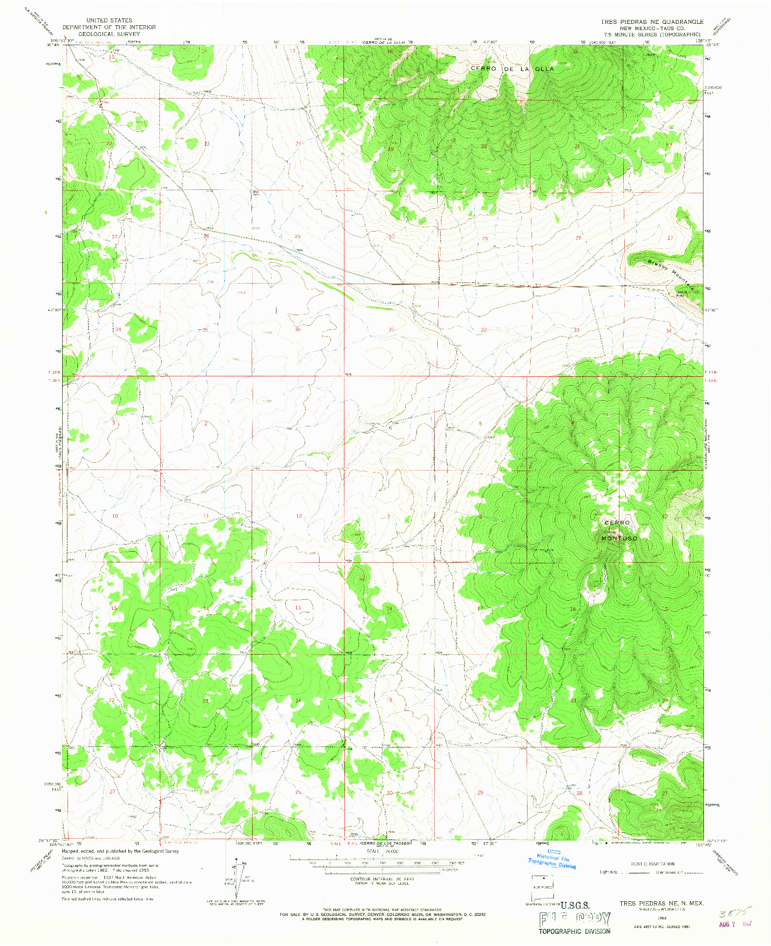 USGS 1:24000-SCALE QUADRANGLE FOR TRES PIEDRAS NE, NM 1963