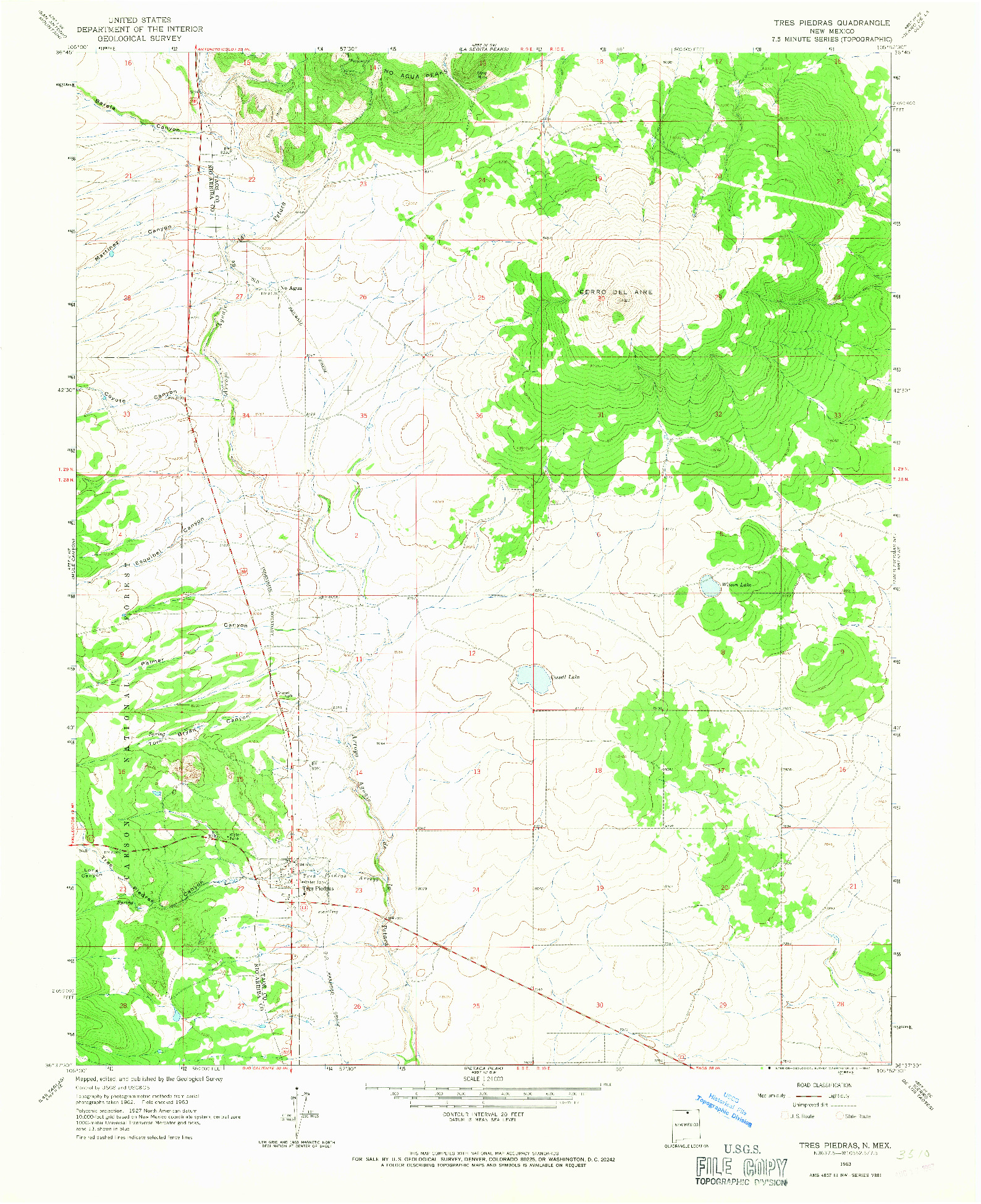 USGS 1:24000-SCALE QUADRANGLE FOR TRES PIEDRAS, NM 1963