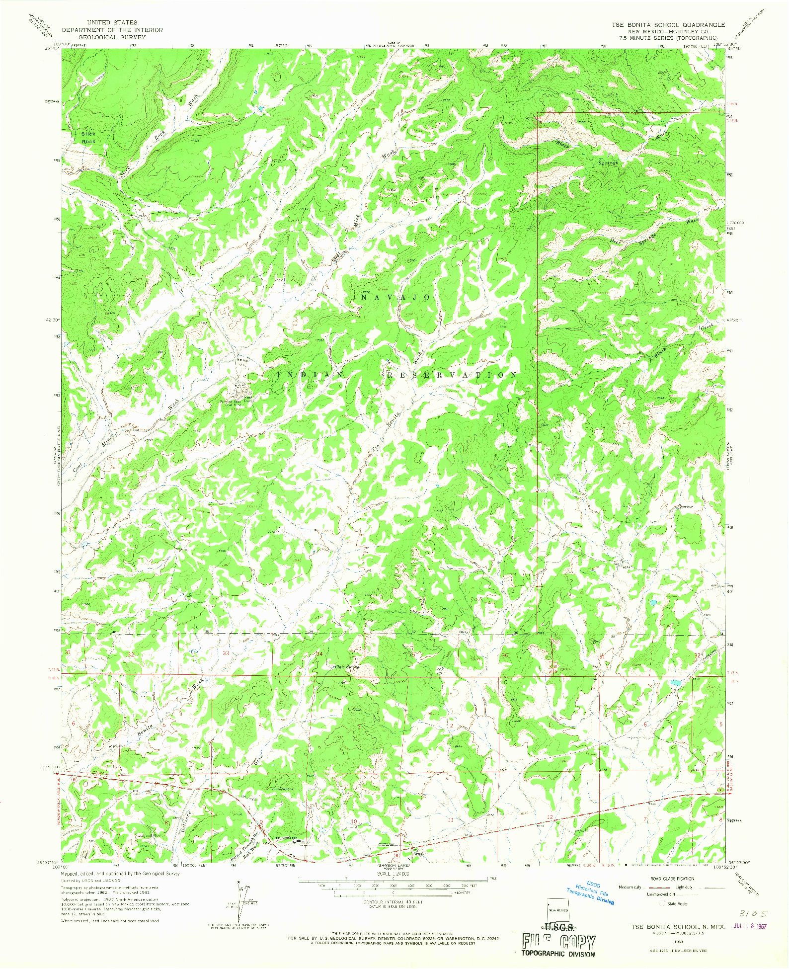 USGS 1:24000-SCALE QUADRANGLE FOR TSE BONITA SCHOOL, NM 1963