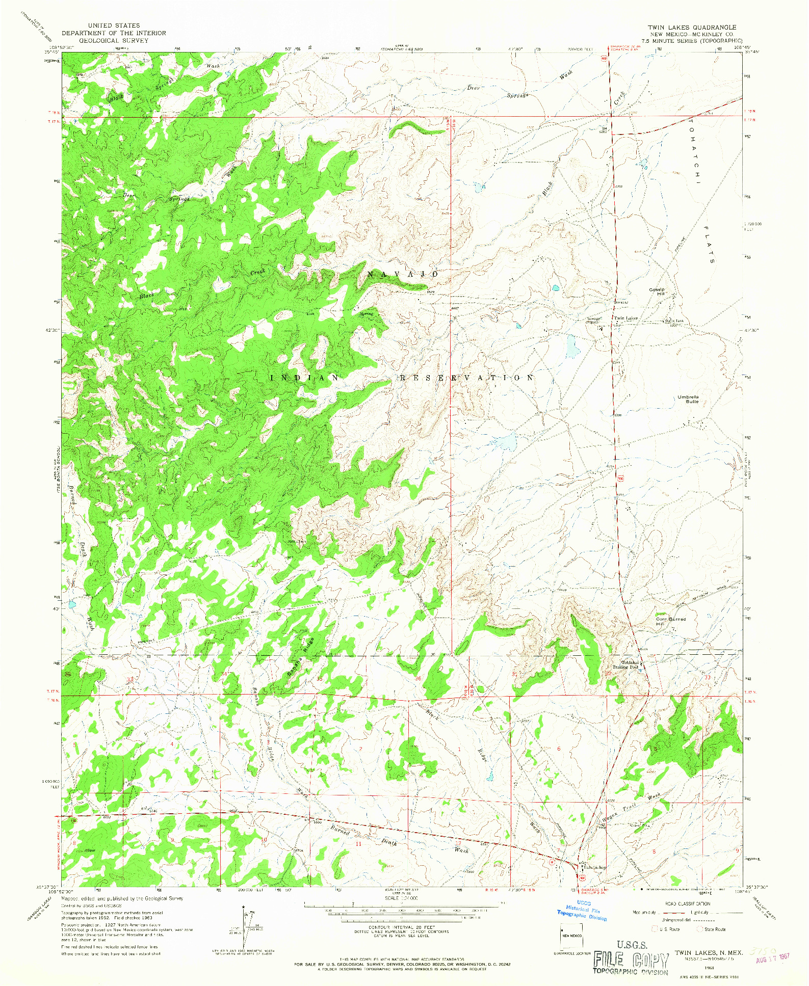 USGS 1:24000-SCALE QUADRANGLE FOR TWIN LAKES, NM 1963