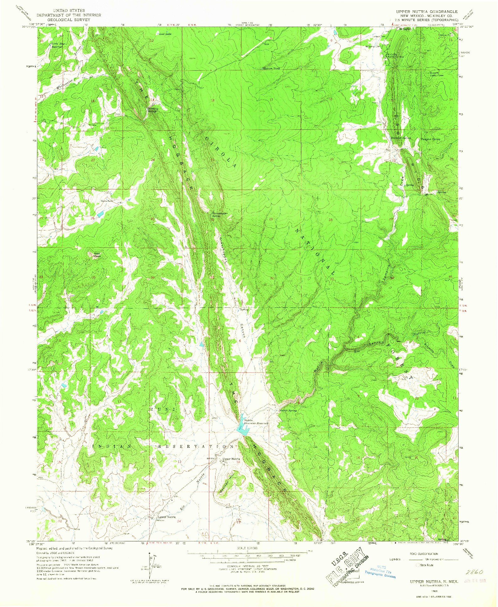 USGS 1:24000-SCALE QUADRANGLE FOR UPPER NUTRIA, NM 1963