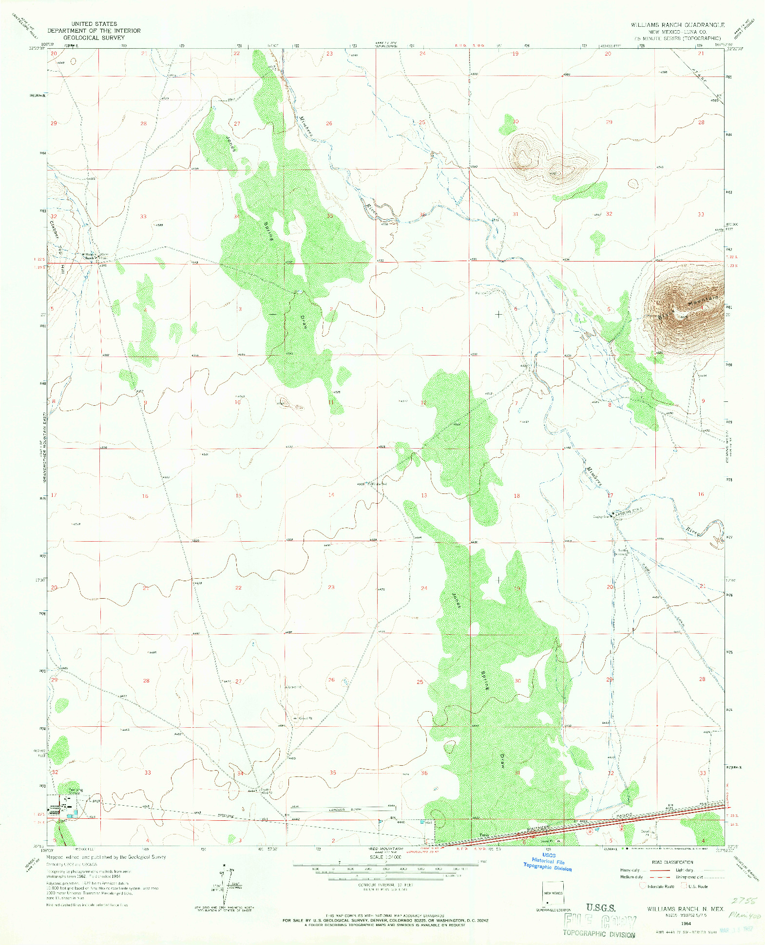 USGS 1:24000-SCALE QUADRANGLE FOR WILLIAMS RANCH, NM 1964