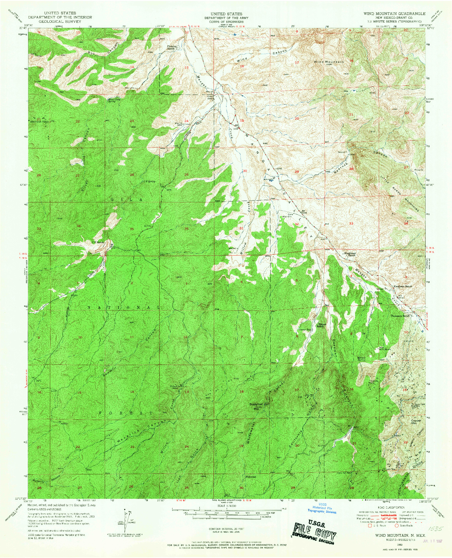 USGS 1:24000-SCALE QUADRANGLE FOR WIND MOUNTAIN, NM 1950