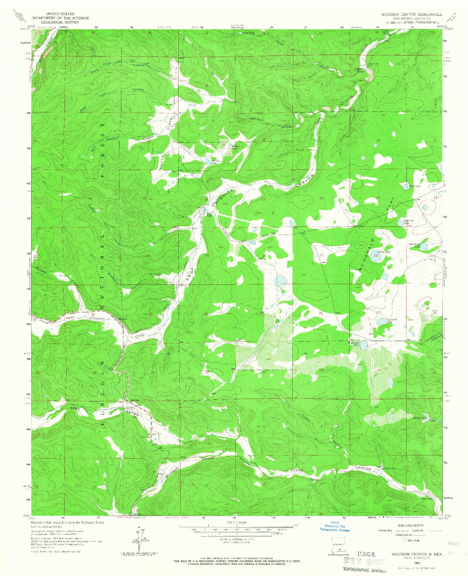 USGS 1:24000-SCALE QUADRANGLE FOR WOODSON CANYON, NM 1963