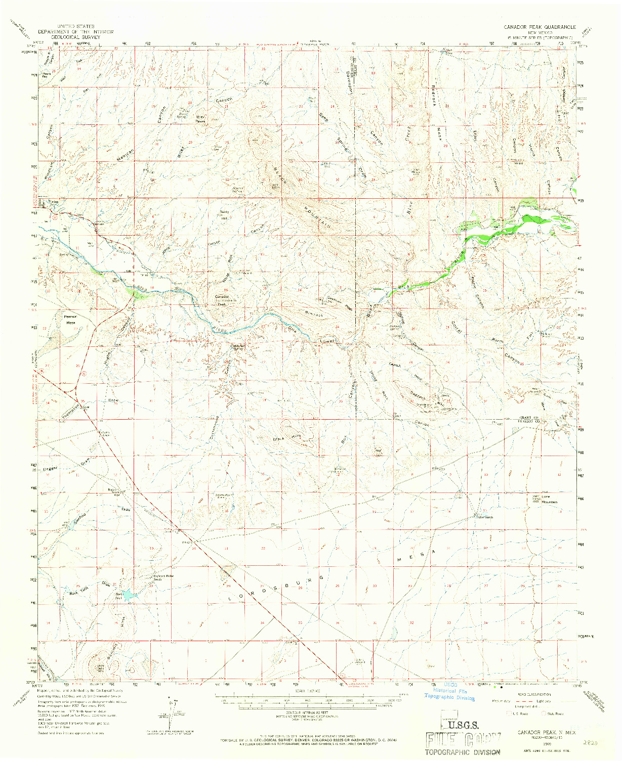 USGS 1:62500-SCALE QUADRANGLE FOR CANADOR PEAK, NM 1959