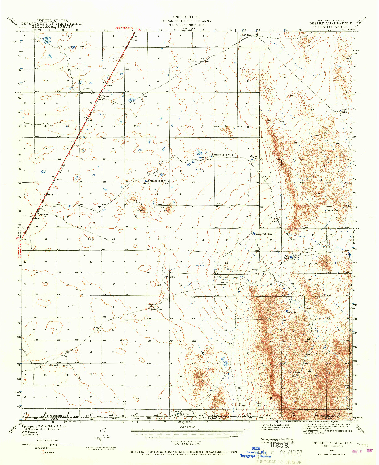 USGS 1:62500-SCALE QUADRANGLE FOR DESERT, NM 1941
