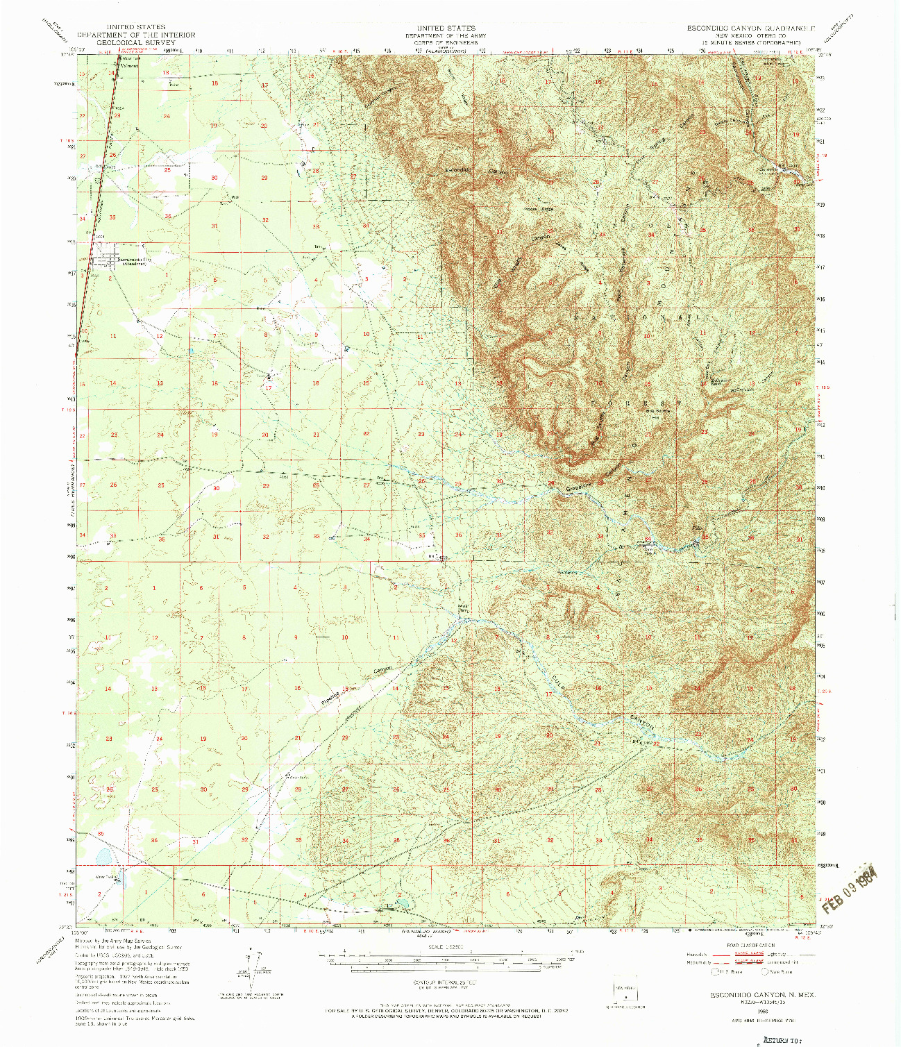 USGS 1:62500-SCALE QUADRANGLE FOR ESCONDIDO CANYON, NM 1950