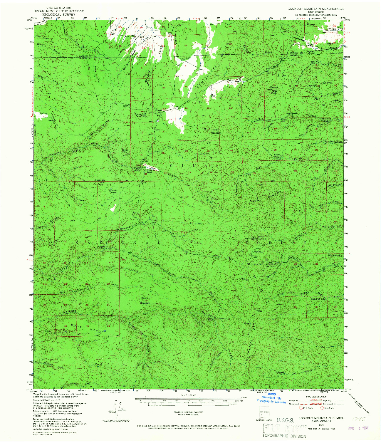 USGS 1:62500-SCALE QUADRANGLE FOR LOOKOUT MOUNTAIN, NM 1949