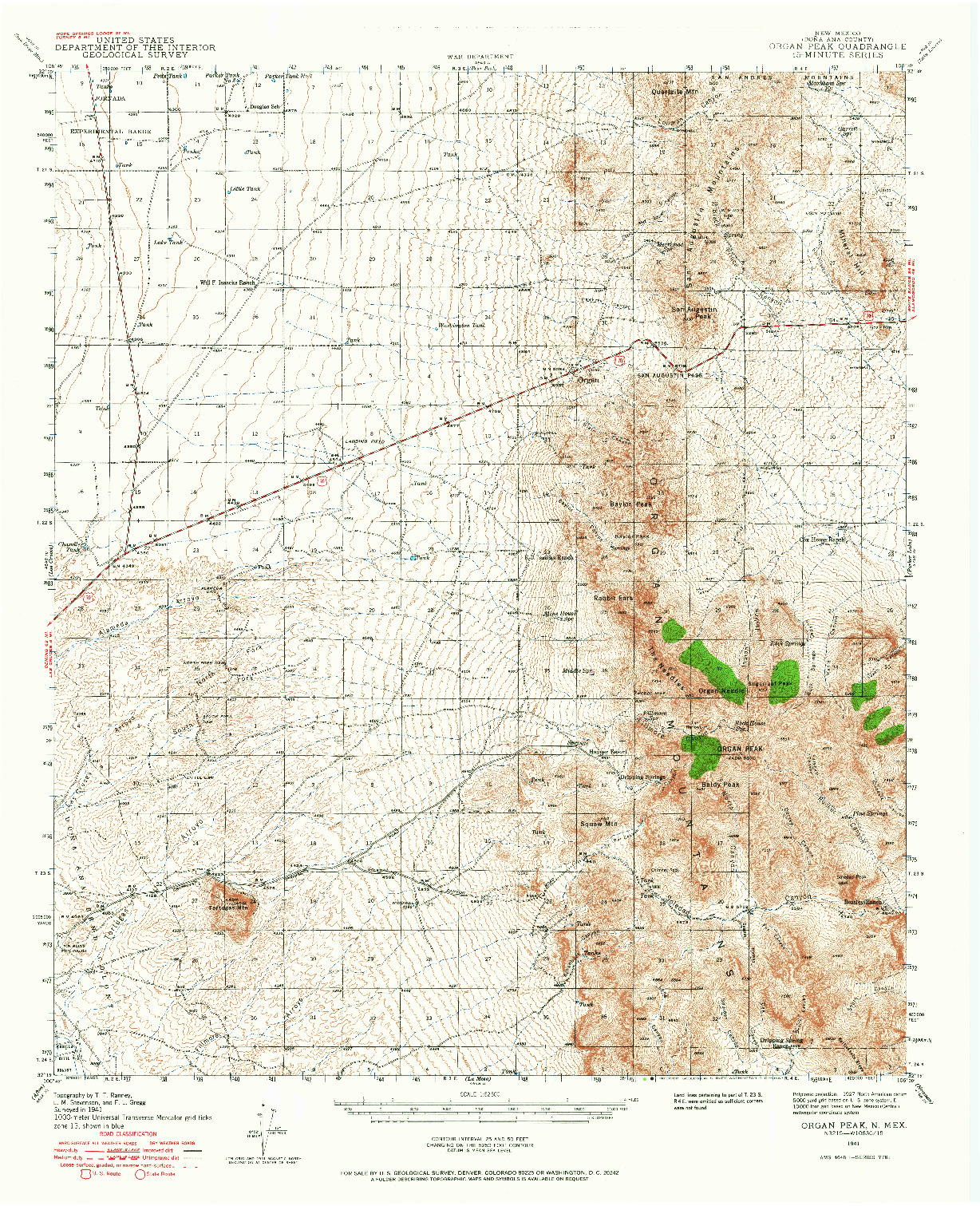 USGS 1:62500-SCALE QUADRANGLE FOR ORGAN PEAK, NM 1941