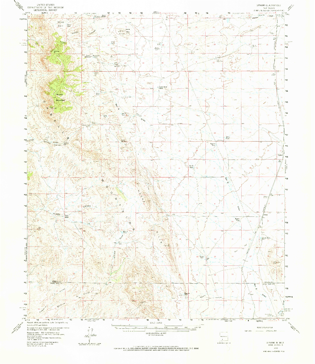 USGS 1:62500-SCALE QUADRANGLE FOR UPHAM, NM 1959