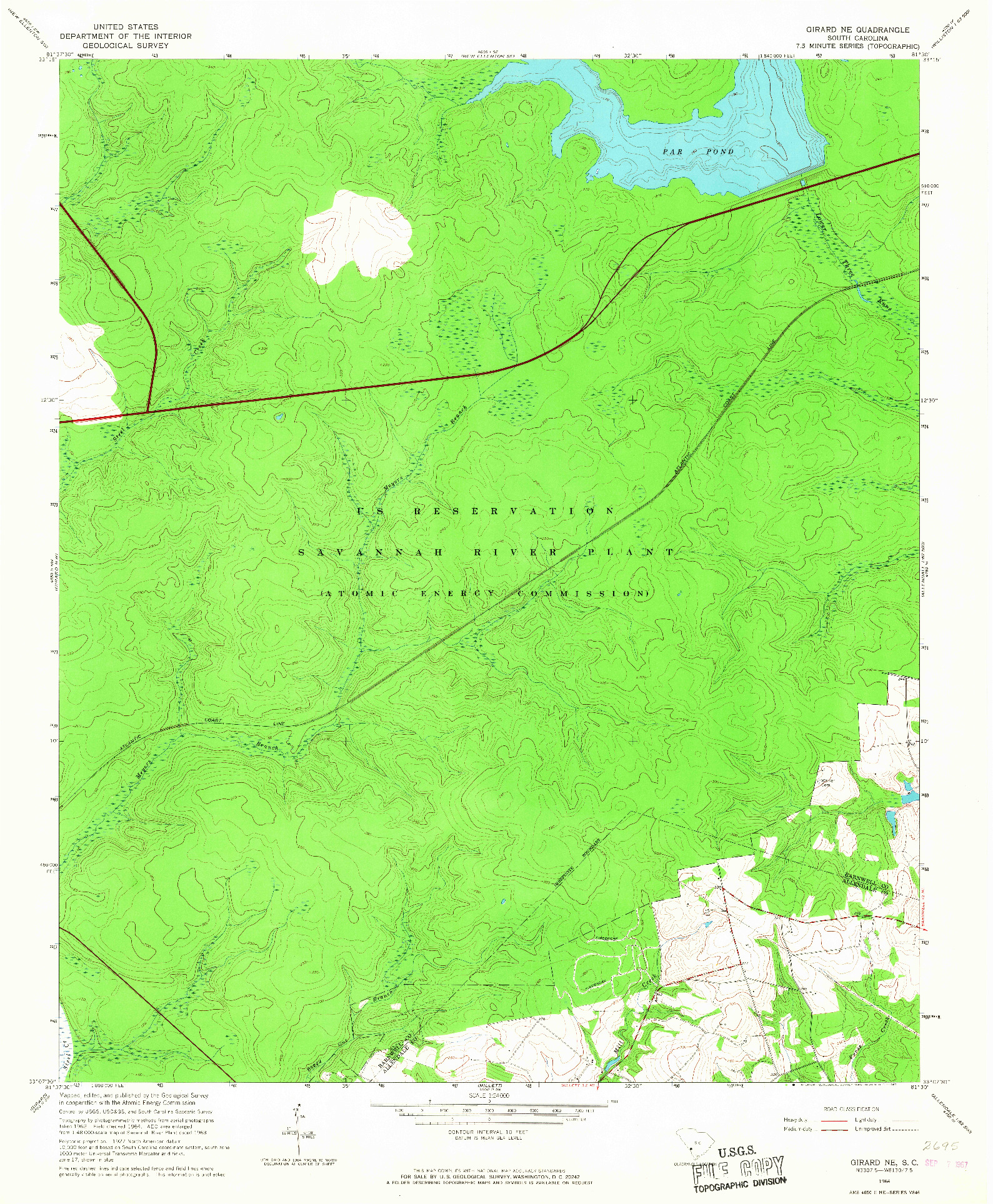 USGS 1:24000-SCALE QUADRANGLE FOR GIRARD NE, SC 1964