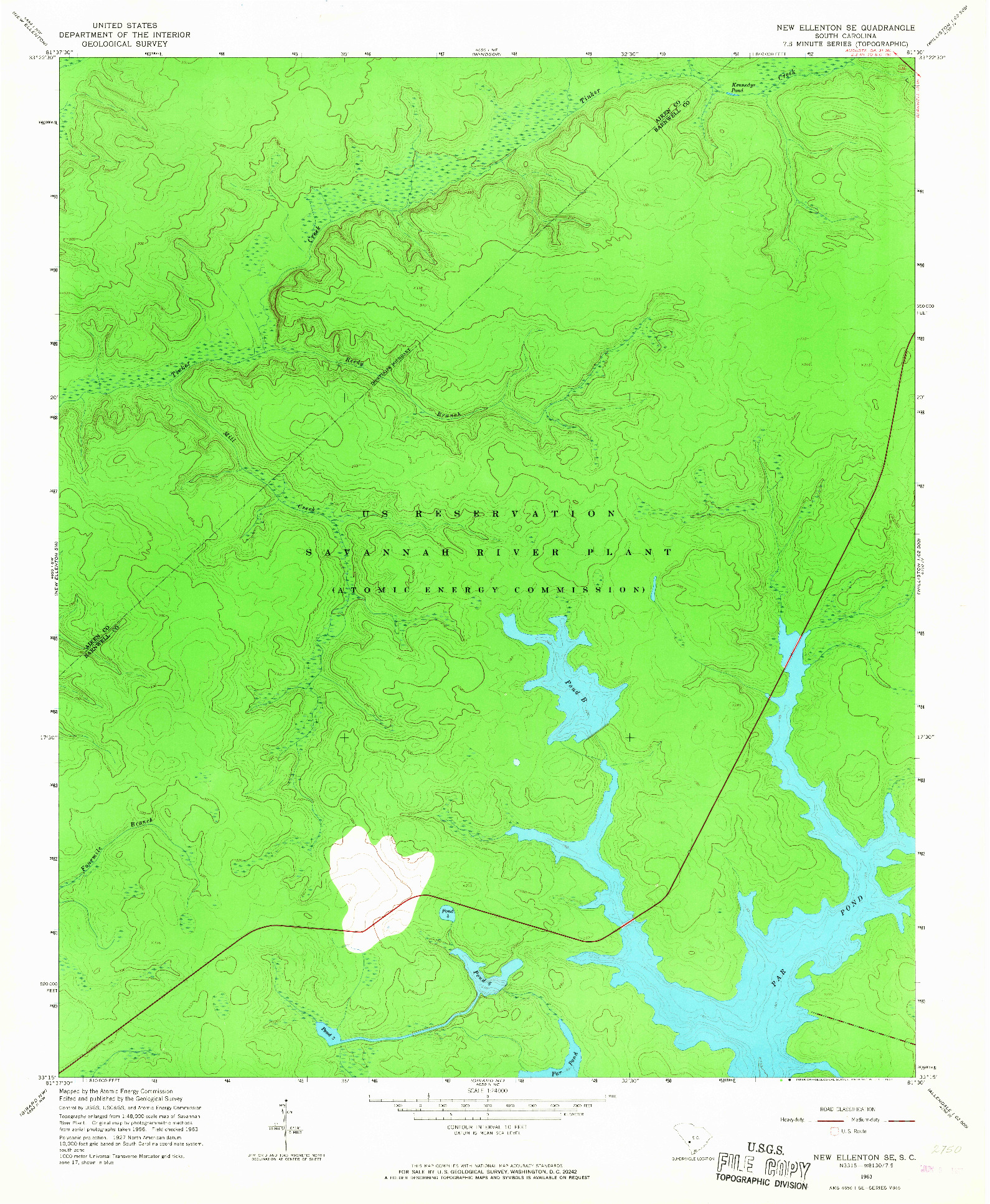 USGS 1:24000-SCALE QUADRANGLE FOR NEW ELLENTON SE, SC 1963