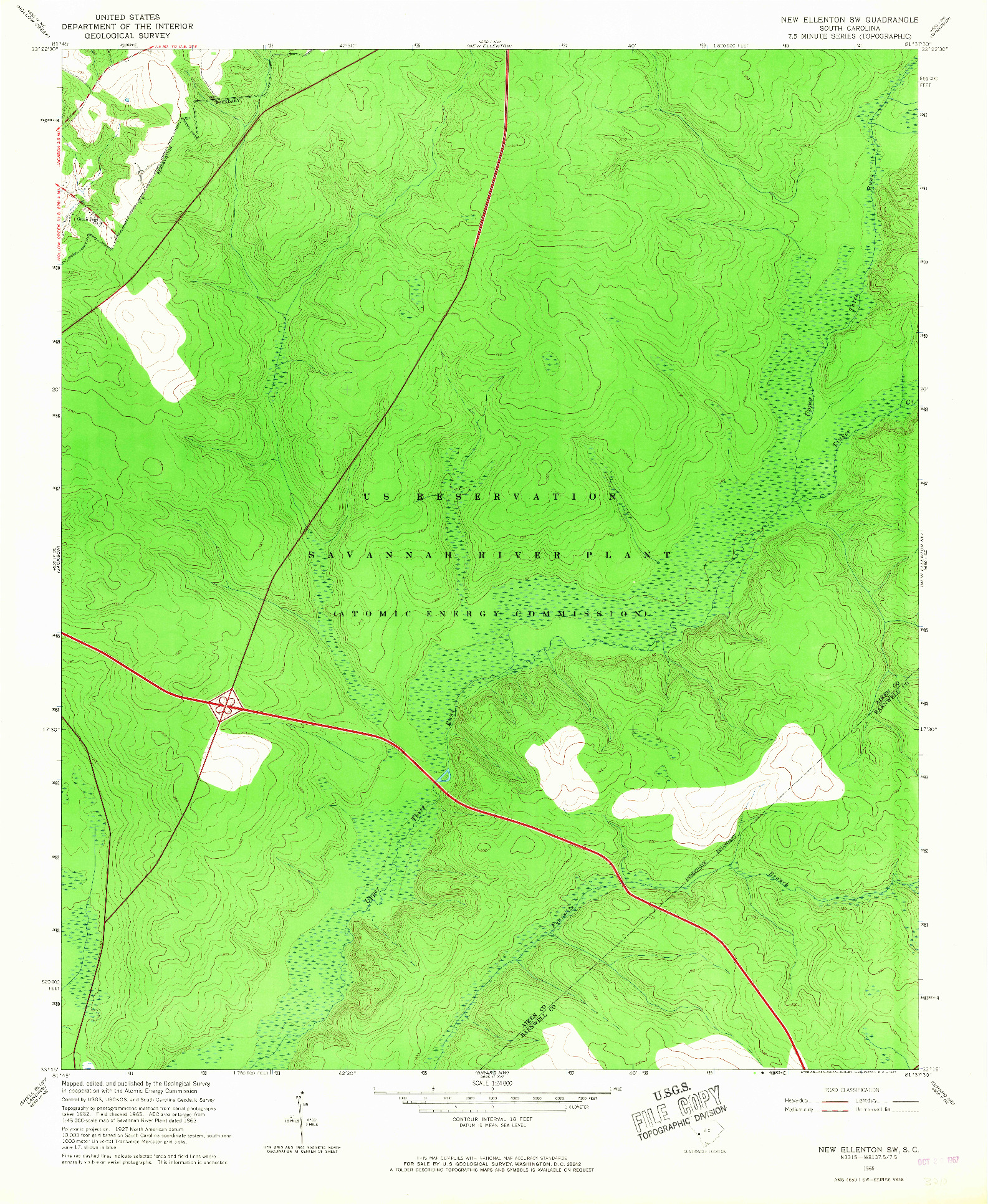 USGS 1:24000-SCALE QUADRANGLE FOR NEW ELLENTON SW, SC 1965