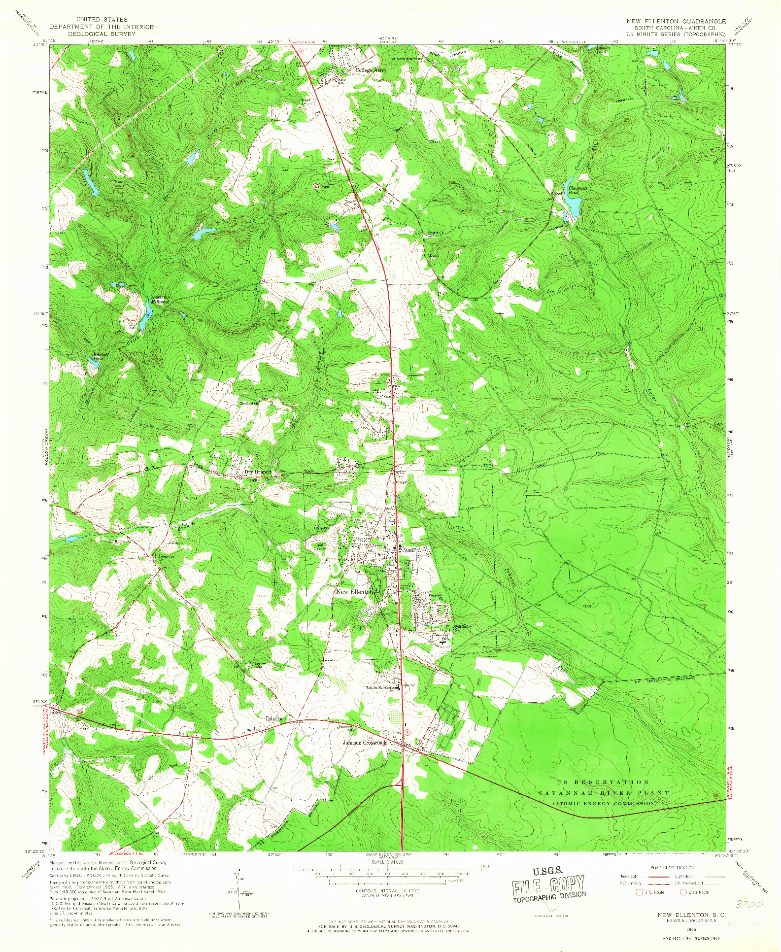 USGS 1:24000-SCALE QUADRANGLE FOR NEW ELLENTON, SC 1965