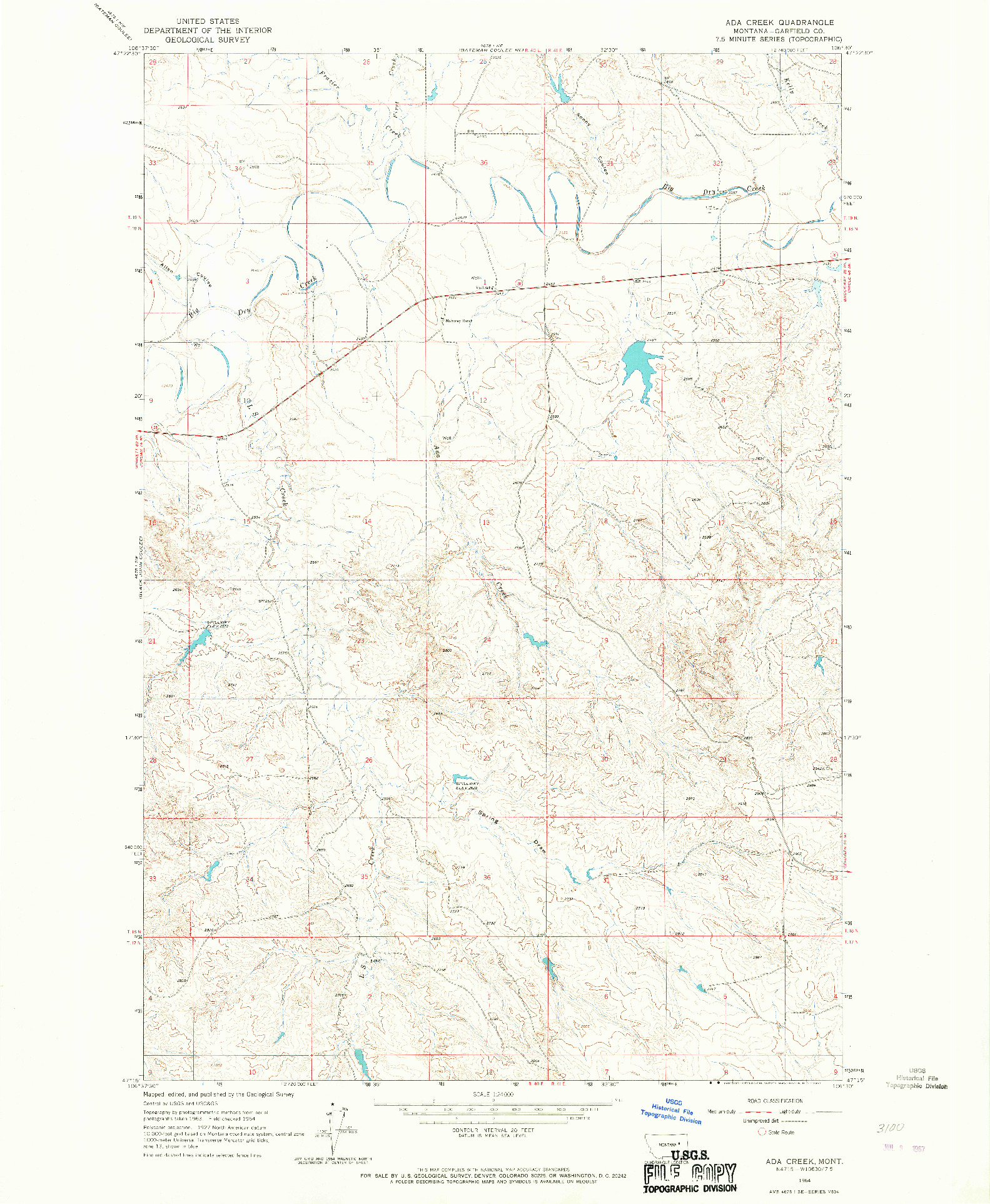 USGS 1:24000-SCALE QUADRANGLE FOR ADA CREEK, MT 1964