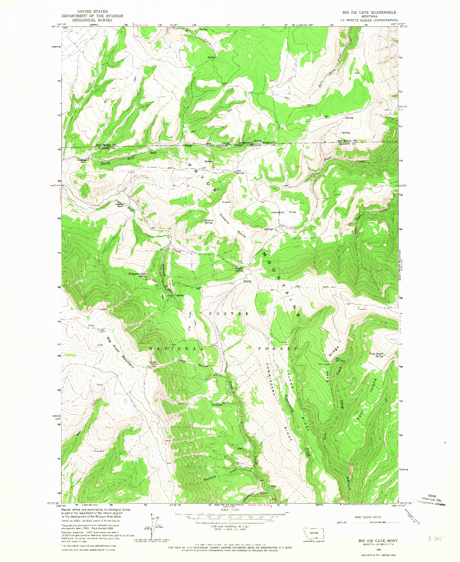 USGS 1:24000-SCALE QUADRANGLE FOR BIG ICE CAVE, MT 1964