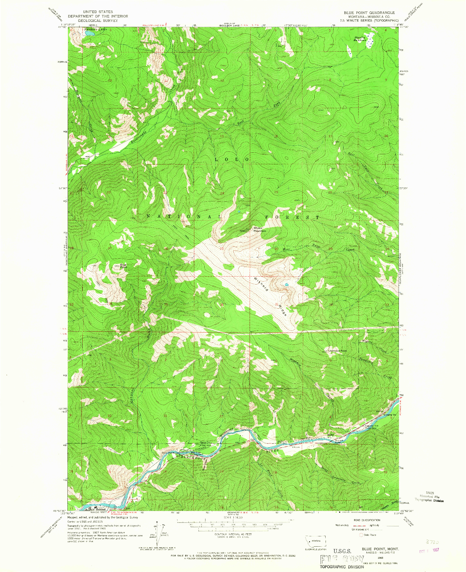 USGS 1:24000-SCALE QUADRANGLE FOR BLUE POINT, MT 1965