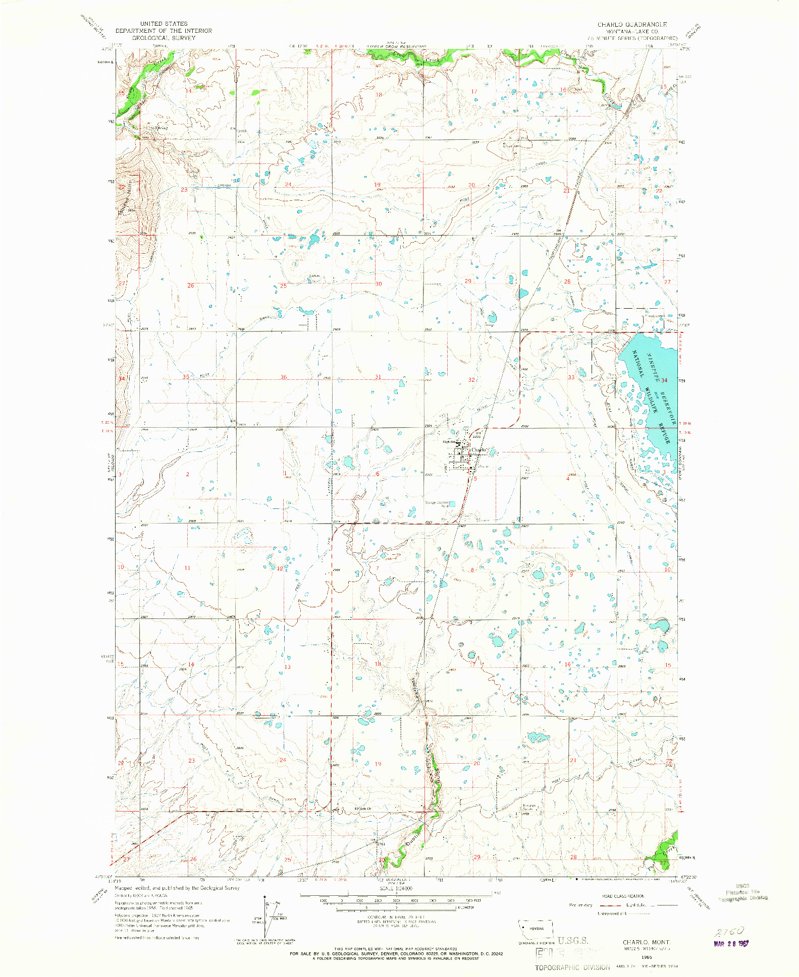 USGS 1:24000-SCALE QUADRANGLE FOR CHARLO, MT 1965