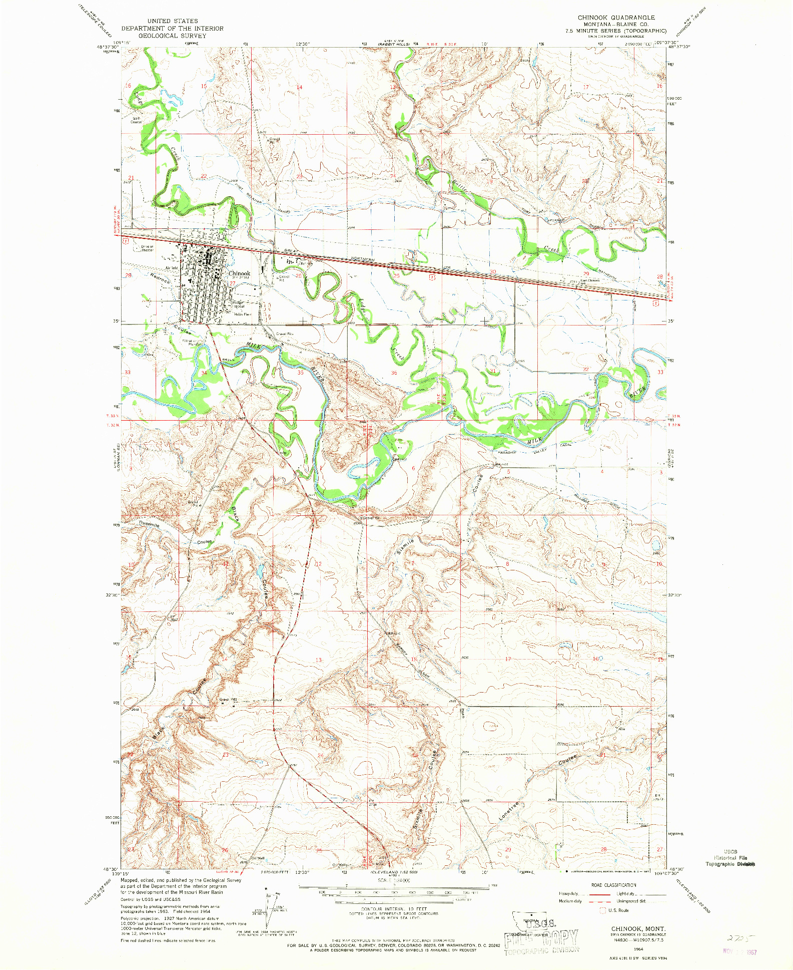 USGS 1:24000-SCALE QUADRANGLE FOR CHINNOK, MT 1964