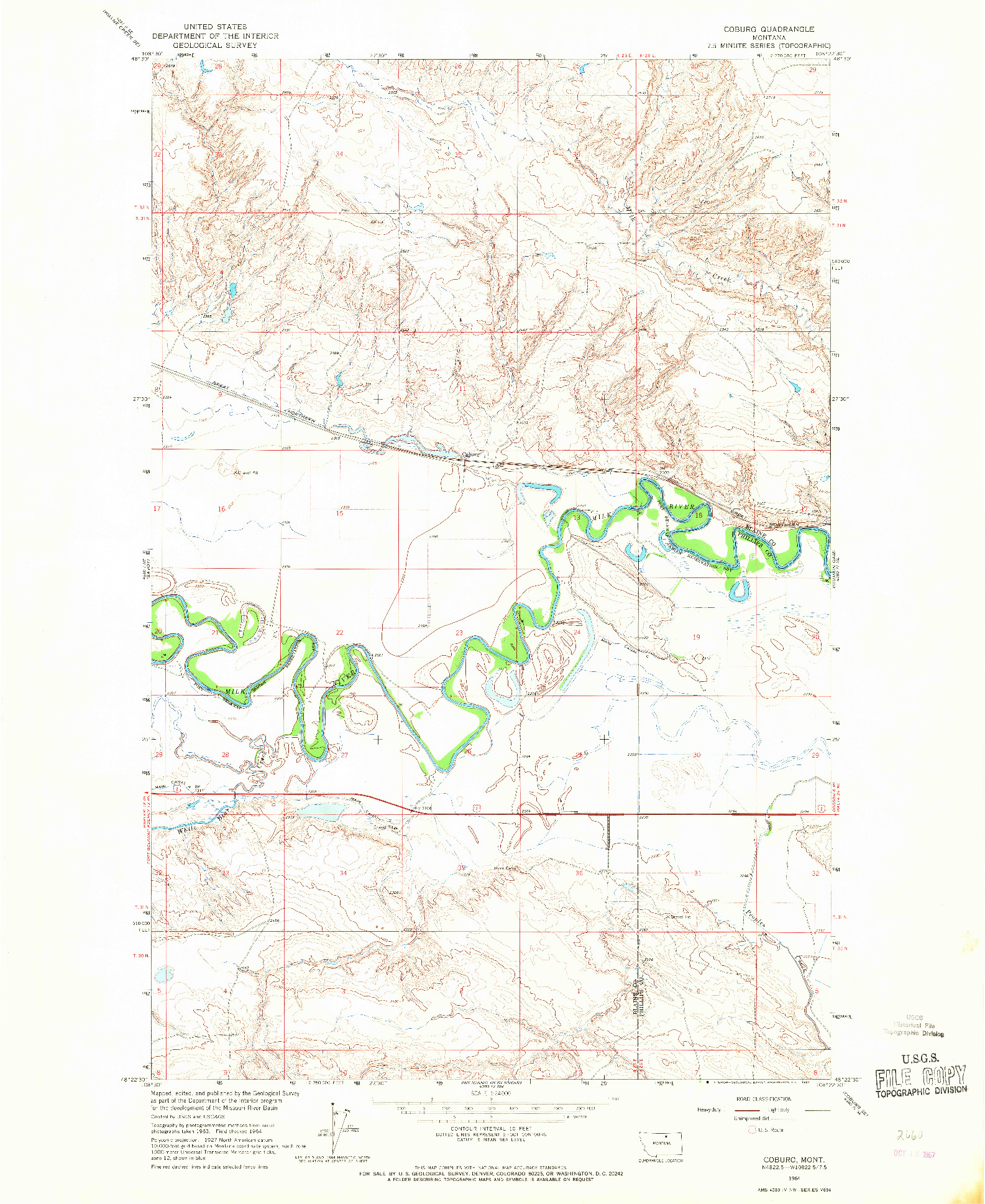 USGS 1:24000-SCALE QUADRANGLE FOR COBURG, MT 1964